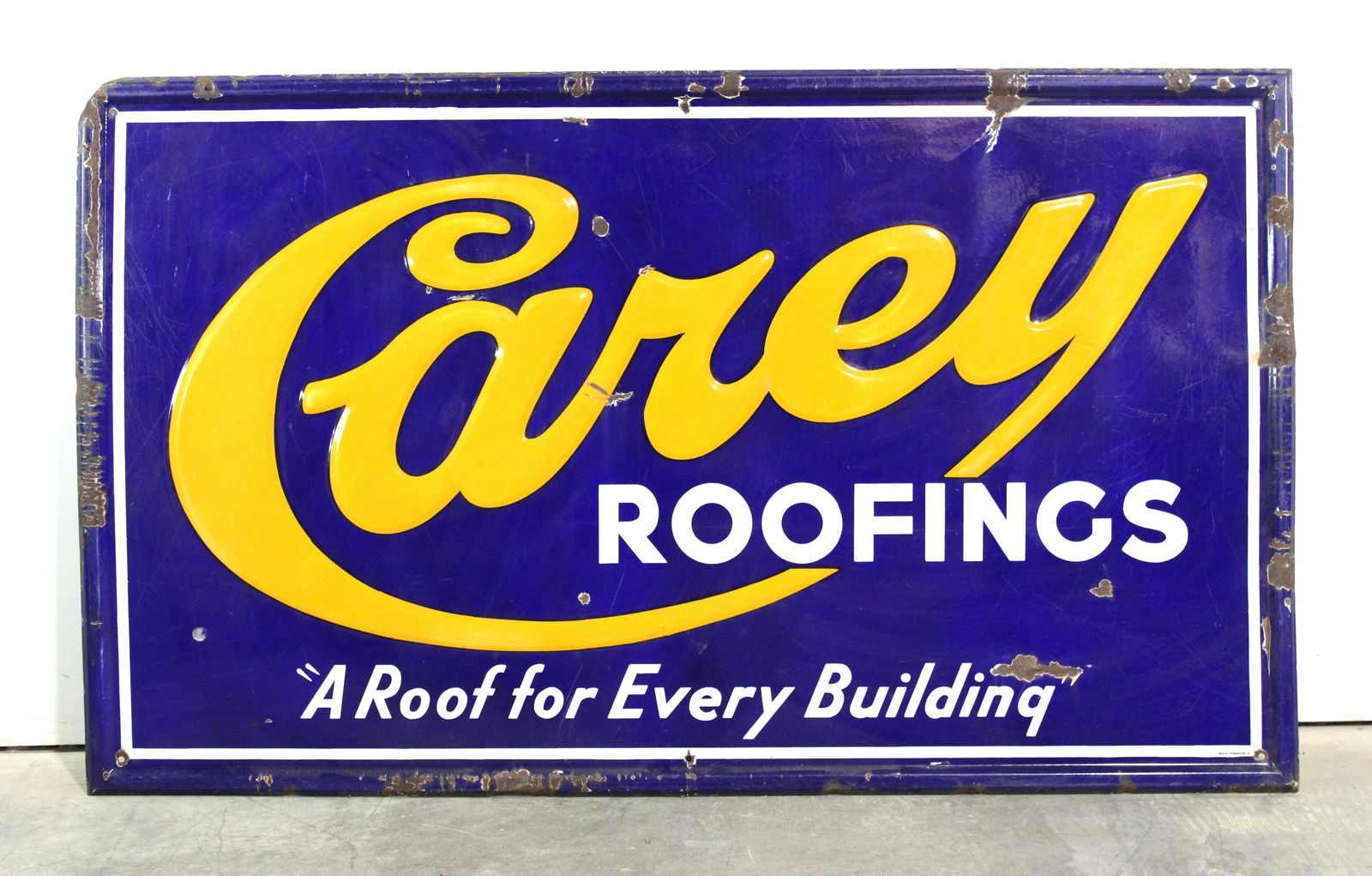 5FT LONG Porcelain Embossed Carey Roofing Sign (1 of 3)