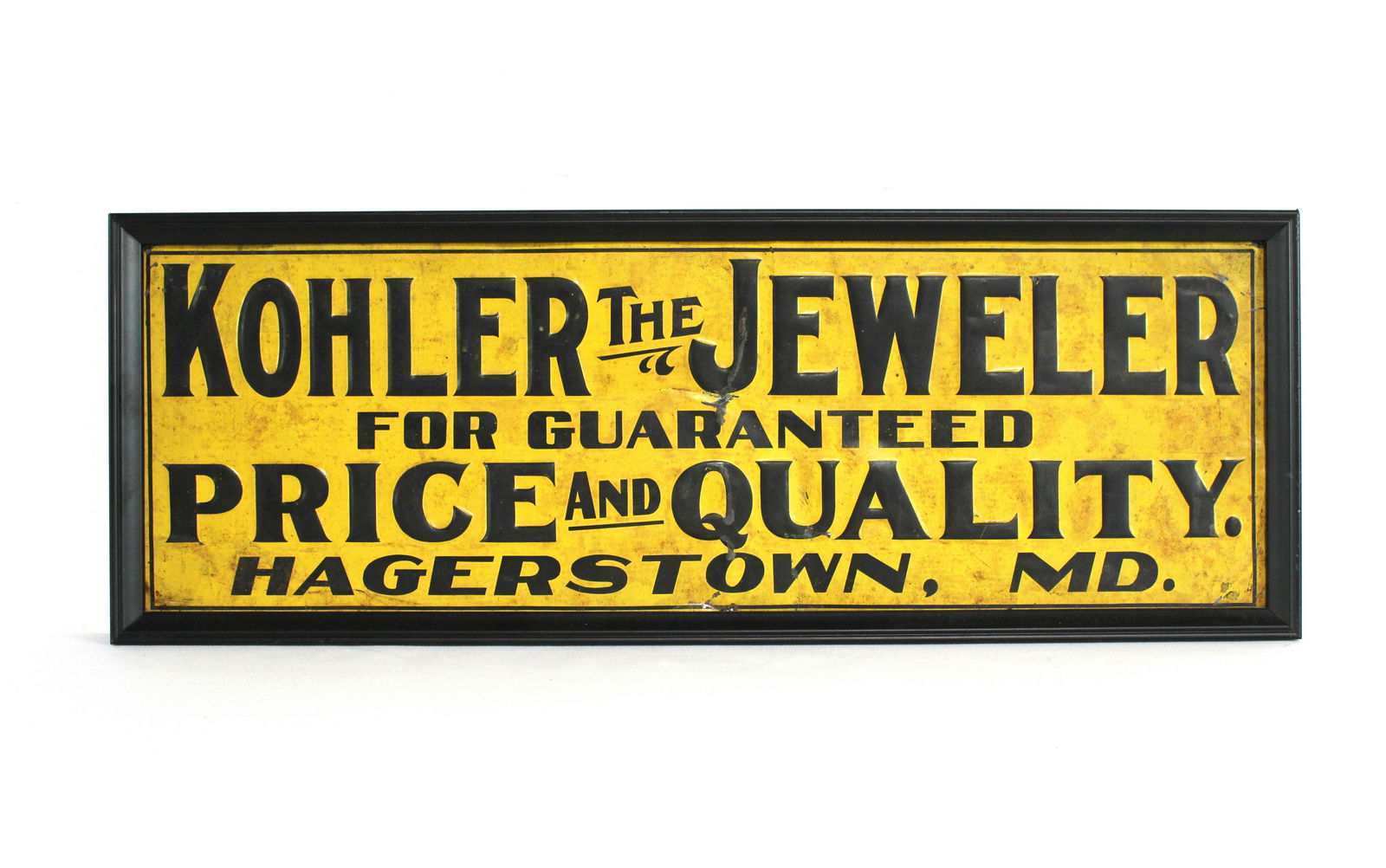 Embossed Kohler Jeweler Tin Sign, Hagerstown, MD (1 of 1)