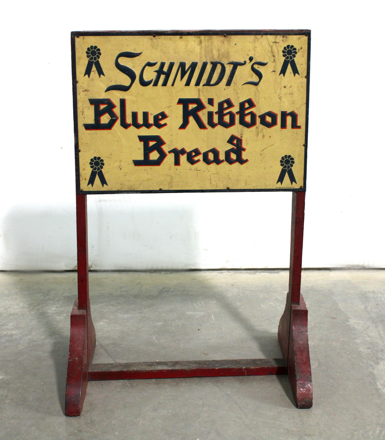 Schmidt's Blue Ribbon Bread Advertising Store Display Broom Holder with Sign (1 of 4)