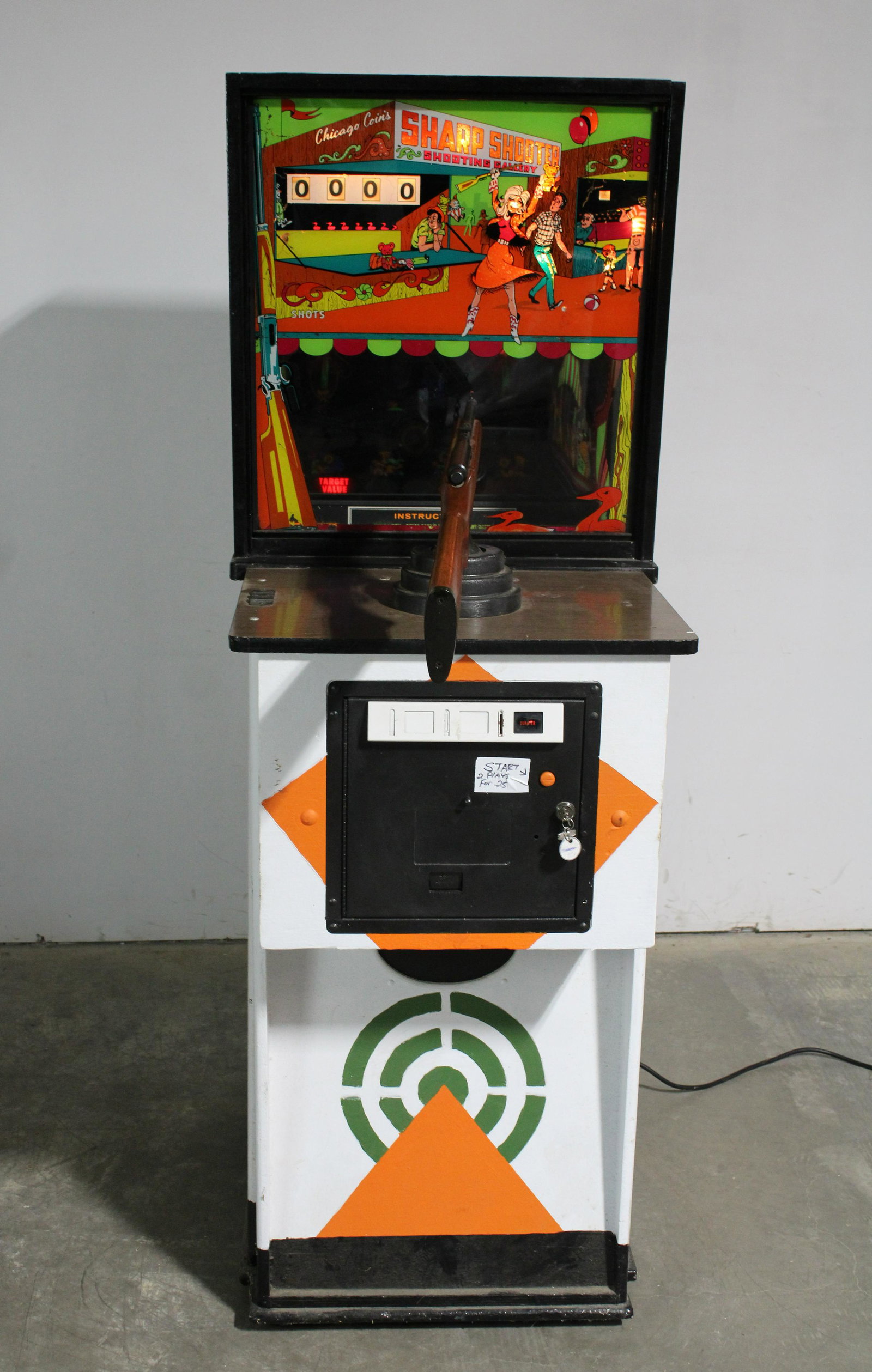 Chicago Coin Sharp Shooter Rifle Shooting Gallery Arcade: Chicago Coin Sharp Shooter Rifle Shooting Gallery Arcade. Works. This item requires third party shipping or pickup arrangements to be made. Dimensions: 73 x 26 x 46