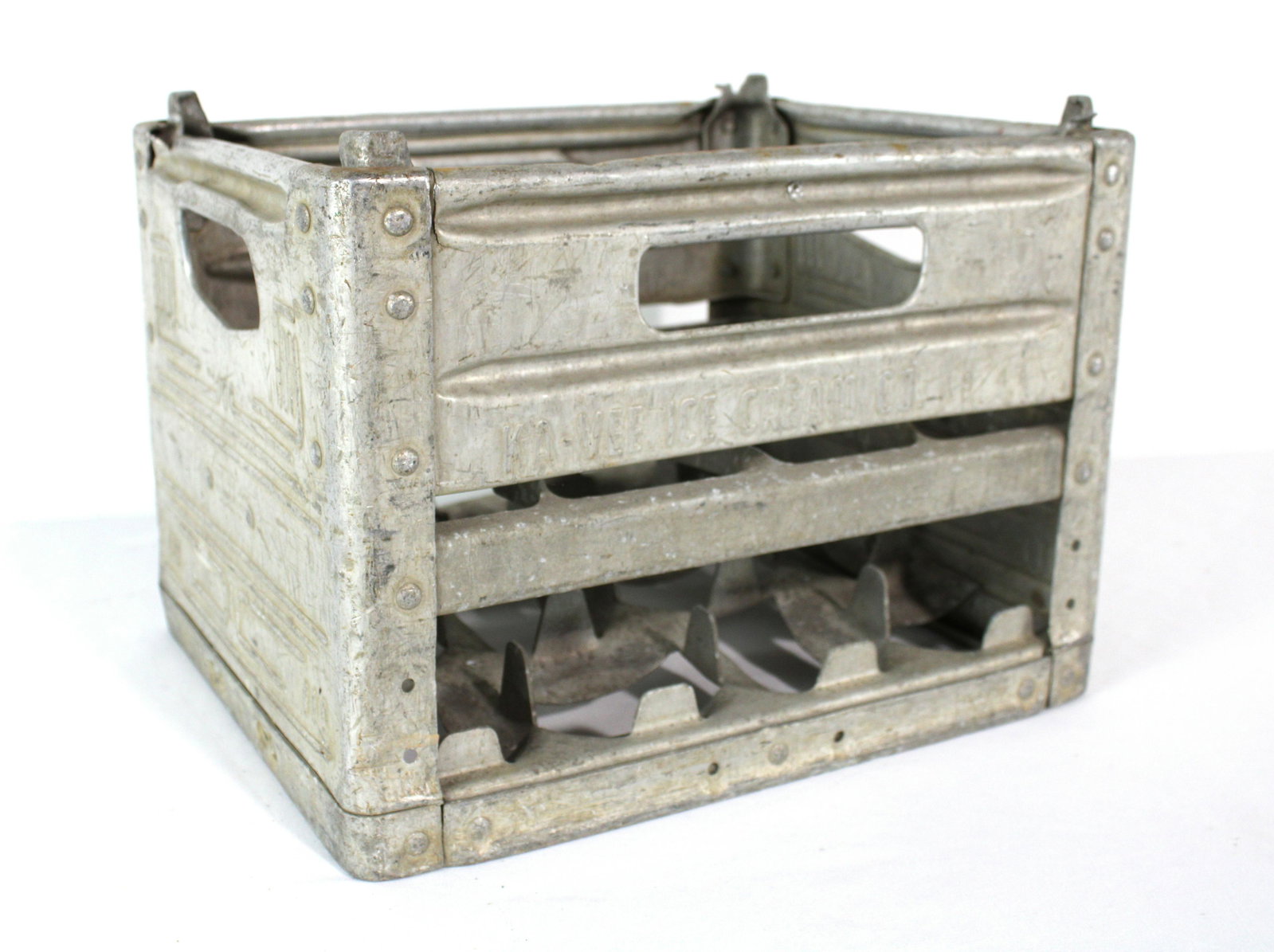 Ka-Vee Ice Cream Co. Metal Crate: Ka-Vee Ice Cream Co. Metal Crate. In-house shipping available. Dimensions: 11 x 15 x 12