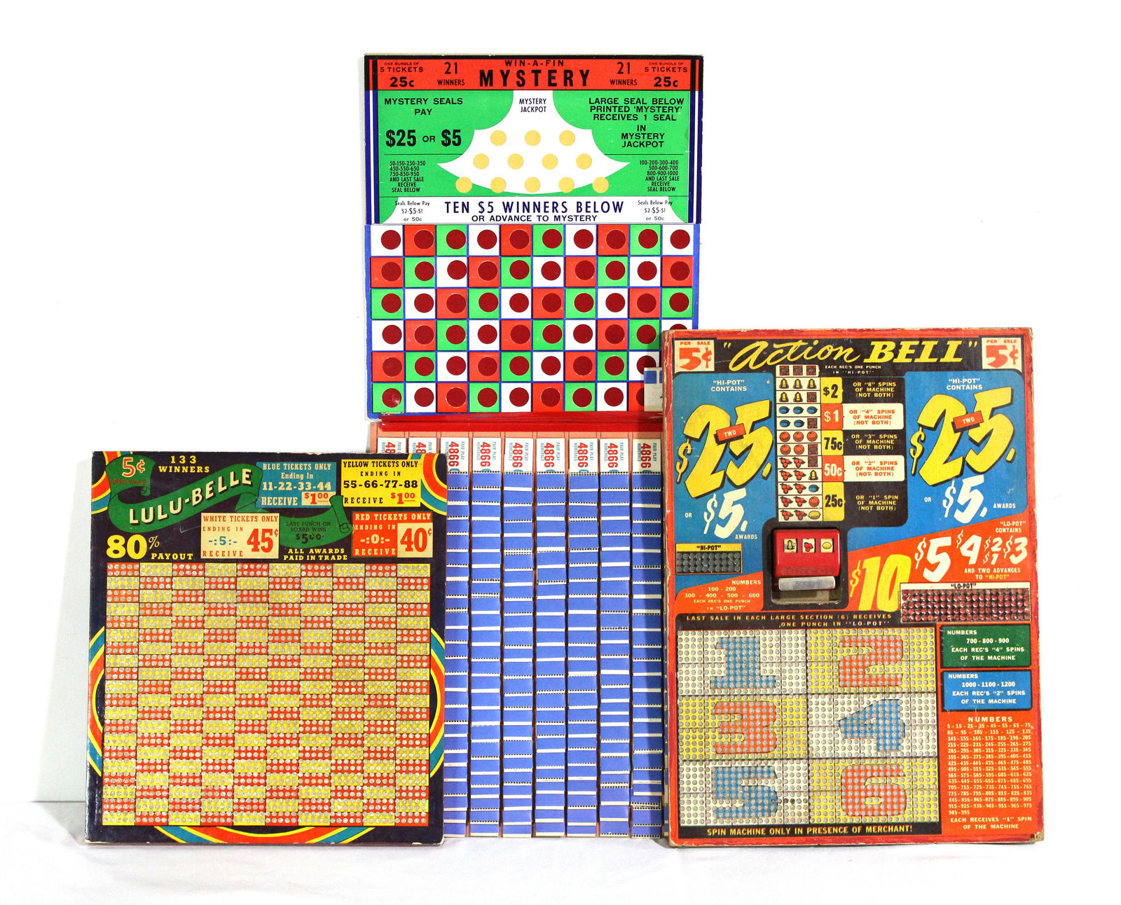 Punch Boards and Pull Tabs incl. "Action Bell" (1 of 1)