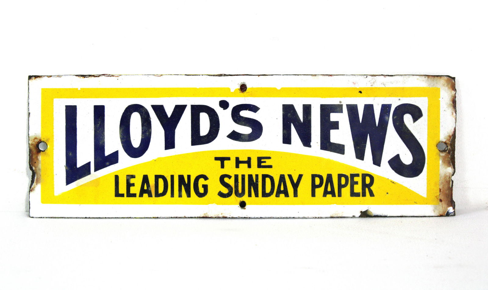 Porcelain Lloyd's News Sunday Paper Sign (1 of 2)