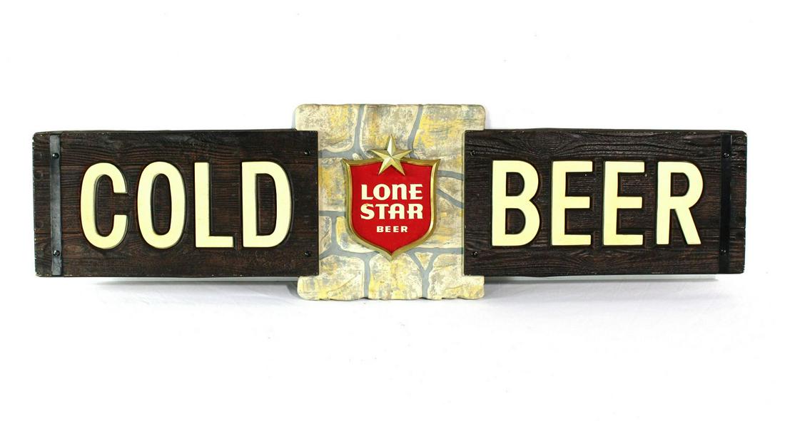 Lone Star Ice Cold Beer Celluloid Sign (1 of 2)