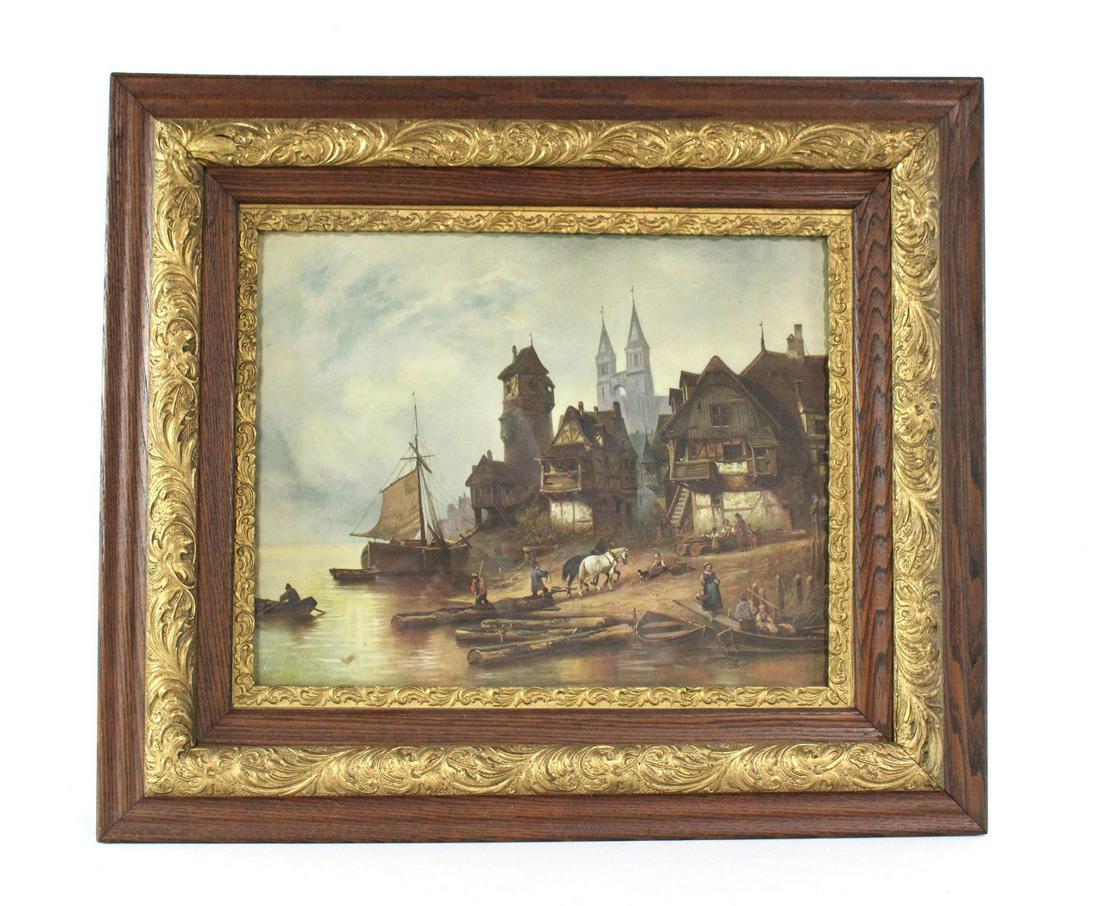 "On the Banks of the Scheldt River" Framed Print in Antique Frame (1 of 2)