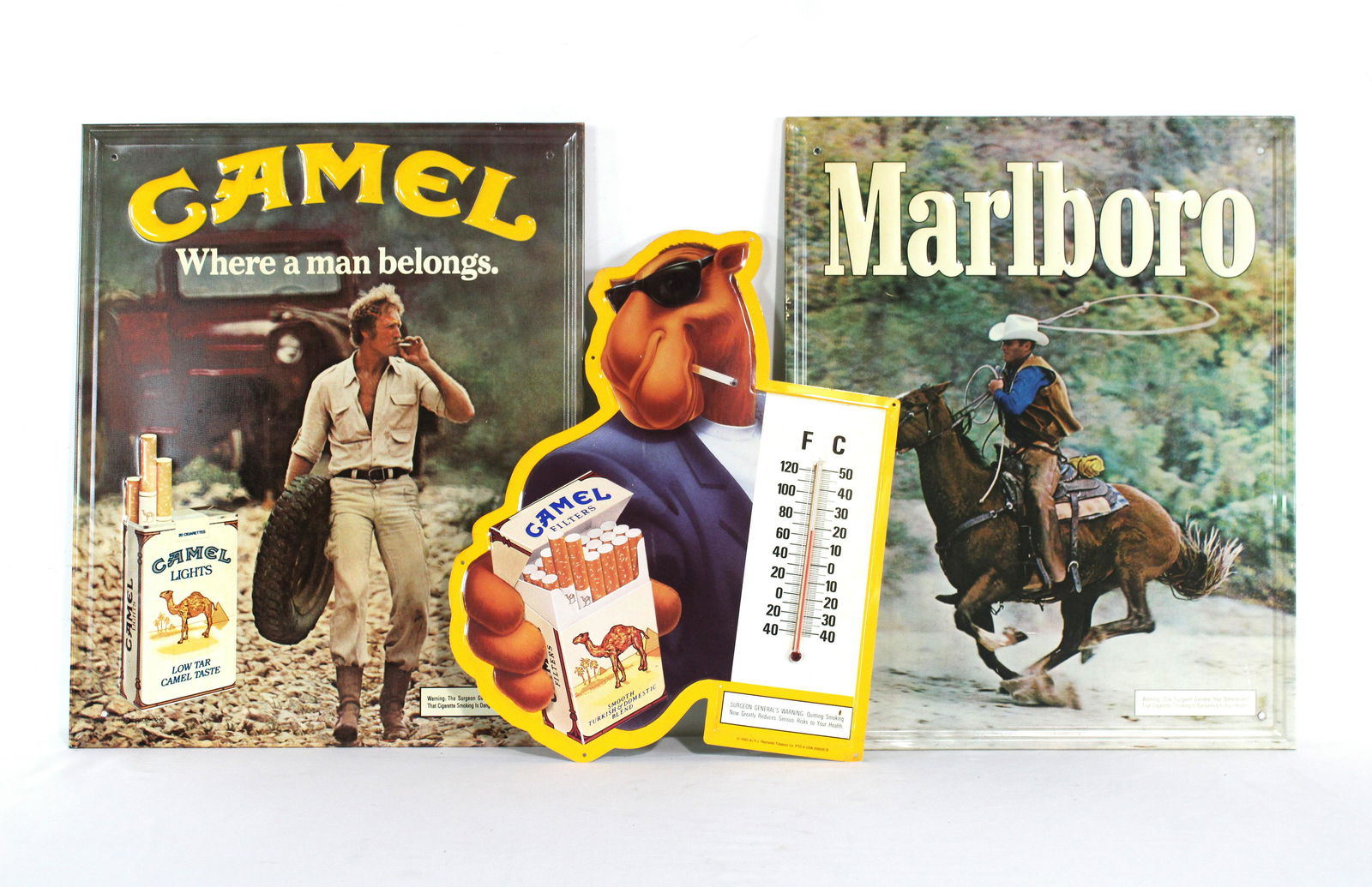 Marlboro / Camel Cigarette Tin Signs (1 of 1)
