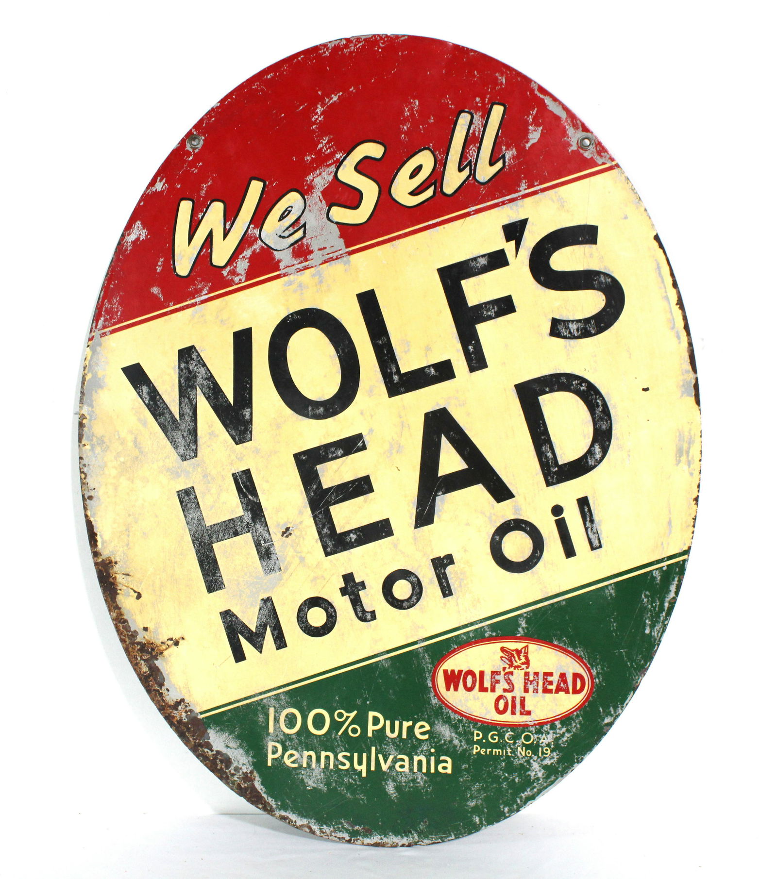 Wolf's Head Motor Oil Sign, A-M (1 of 3)
