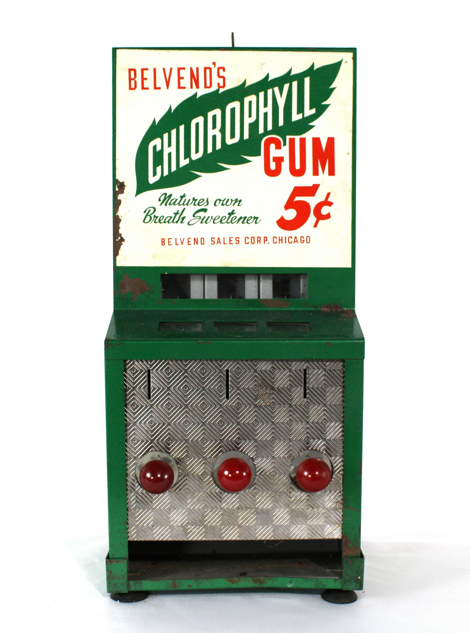 Belvend's Coin Op Gum Vendor: Belvend's Coin Op Gum Vendor. This item requires third party shipping or pickup arrangements to be made. Dimensions: 16 x 8 x 7