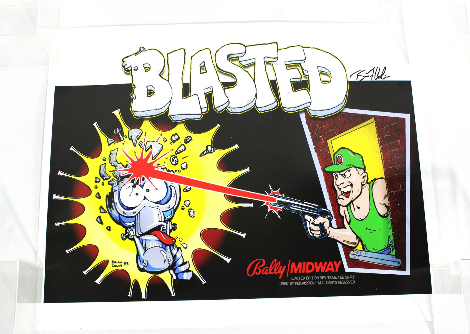 Autographed Bally Midway Blasted Arcade Artwork Poster, Brian Colin: Autographed Bally Midway Blasted Arcade Artwork Poster, Brian Colin. Ships rolled. In-house shipping available.