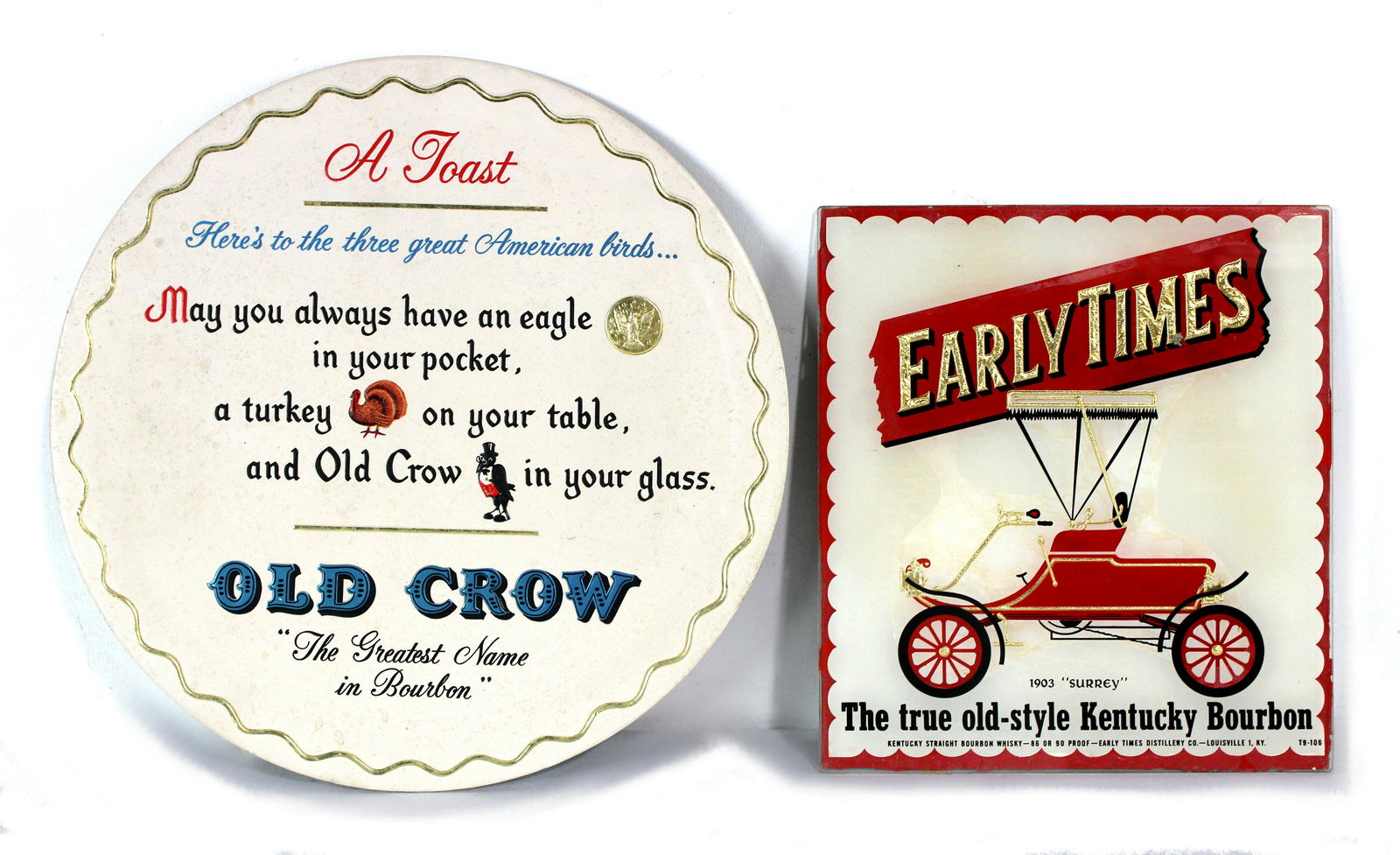 Old Crow / Early Times Kentucky Bourbon Advertising Signs (1 of 2)
