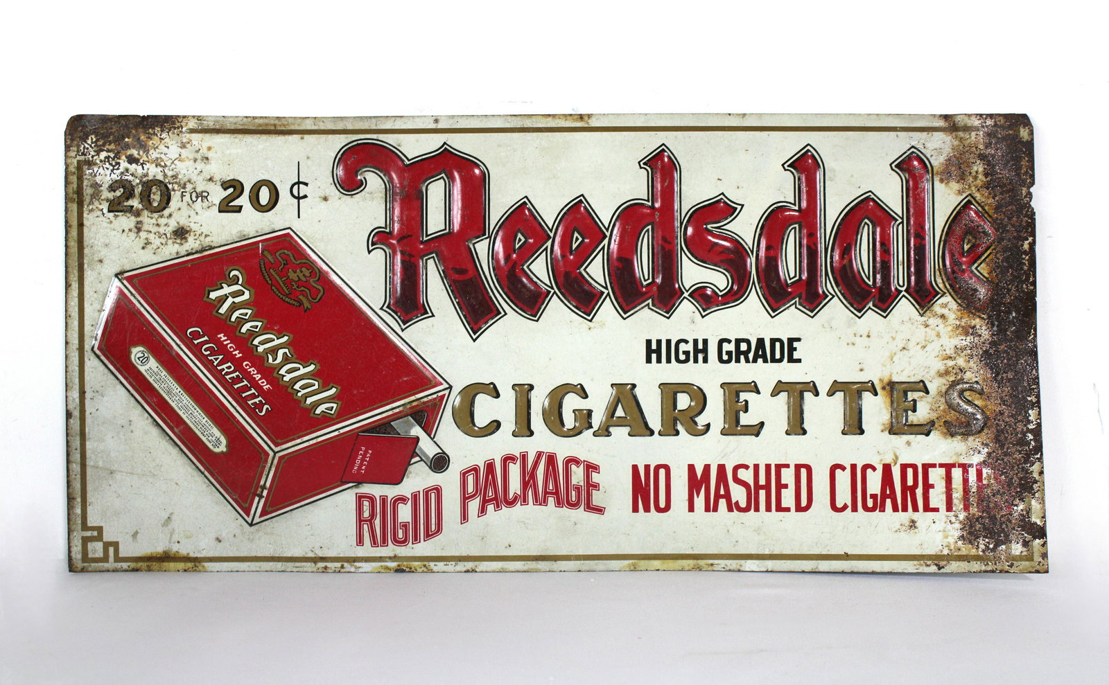 Embossed Reedsdale Cigarettes Tin Sign (1 of 2)