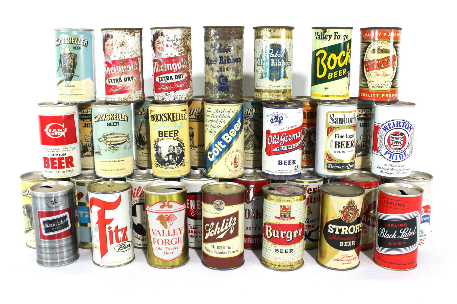 Assorted Flat Top and Pull Tab Beer Cans incl. PBR and Rheingold (1 of 2)