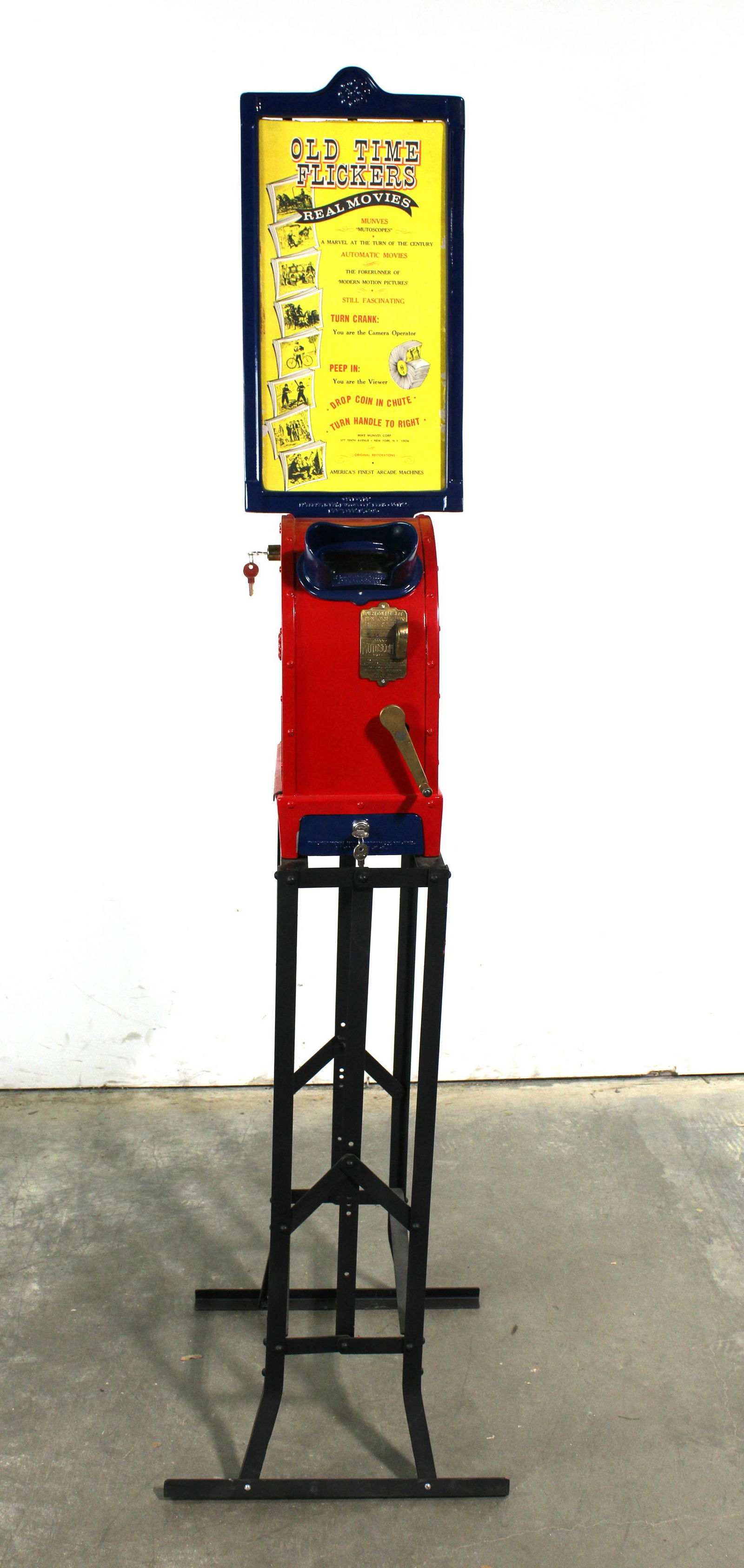 Coin Op Mutoscope on Stand "Old Time Flickers" (1 of 6)