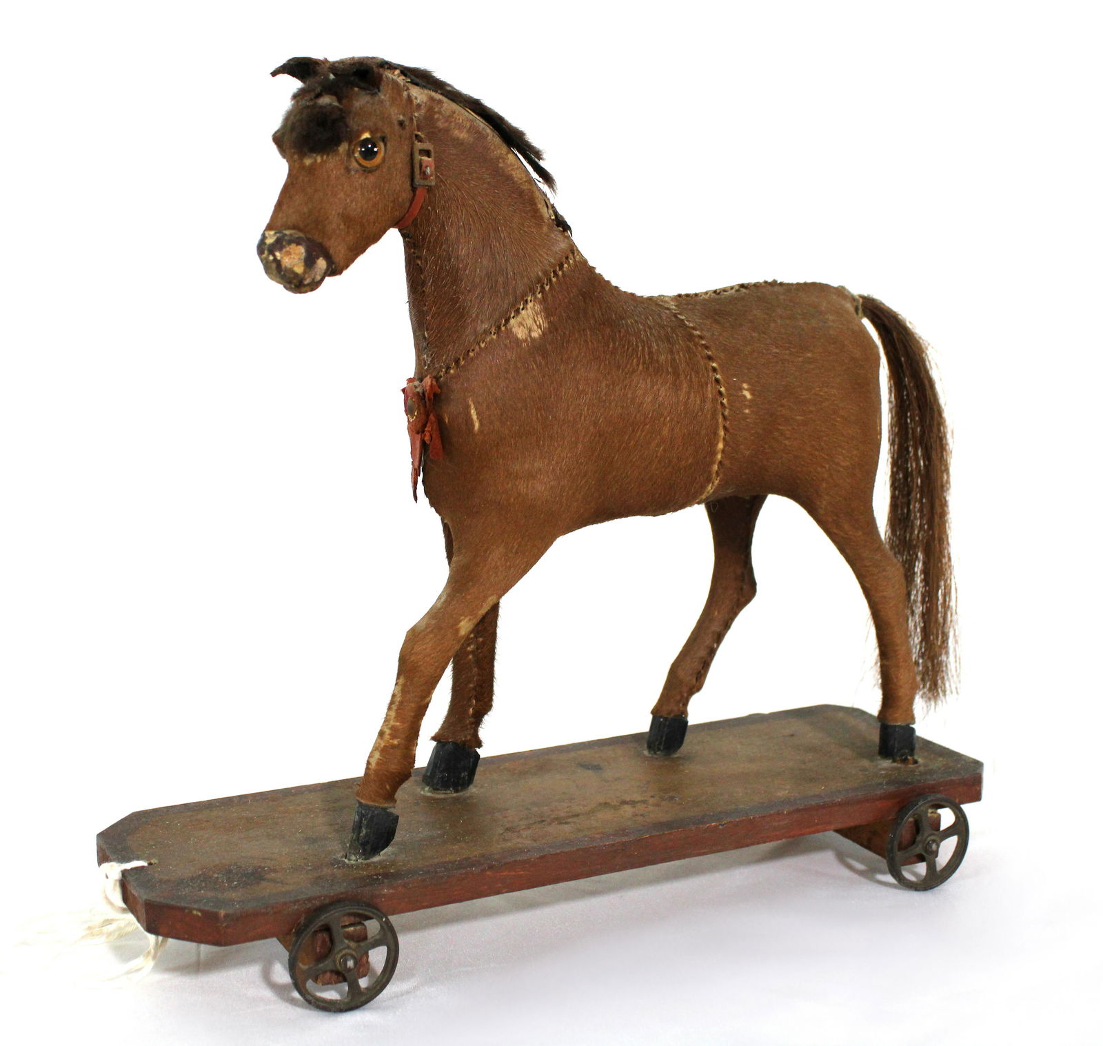 Pull Along Horse with Horse Hide / Horse Hair Tail, 1880s (1 of 3)