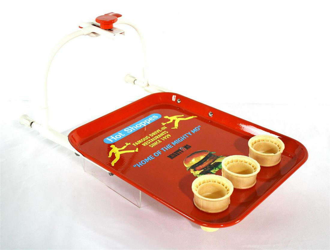 Restored Drive-In Tray Themed for Hot Shoppes with Cone Holder: Restored Drive-In Tray Themed for Hot Shoppes with Cone Holder. In-house shipping available. Dimensions: 8 x 11 x 18