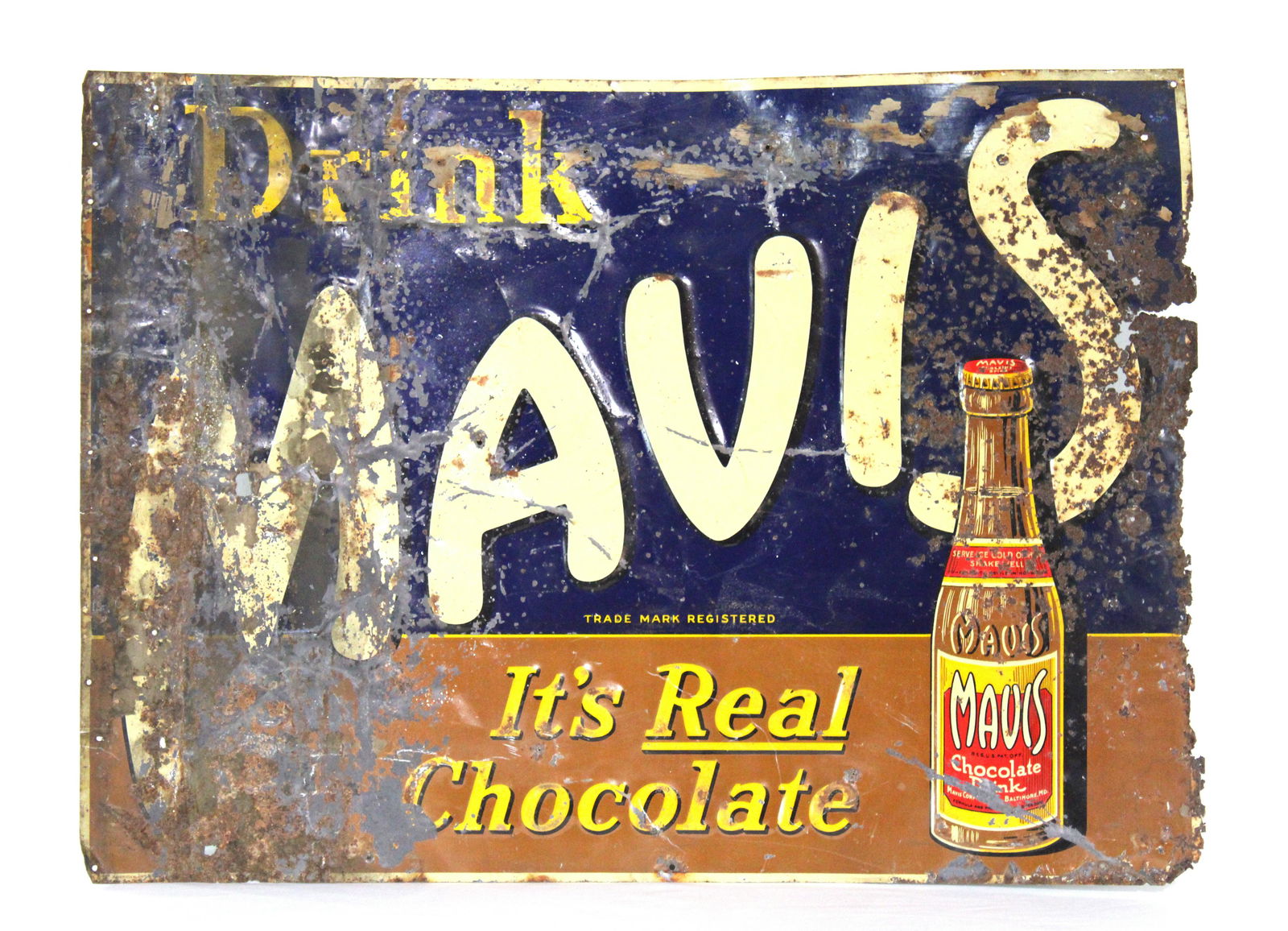 Embossed Drink Mavis Tin Advertising Sign (1 of 2)