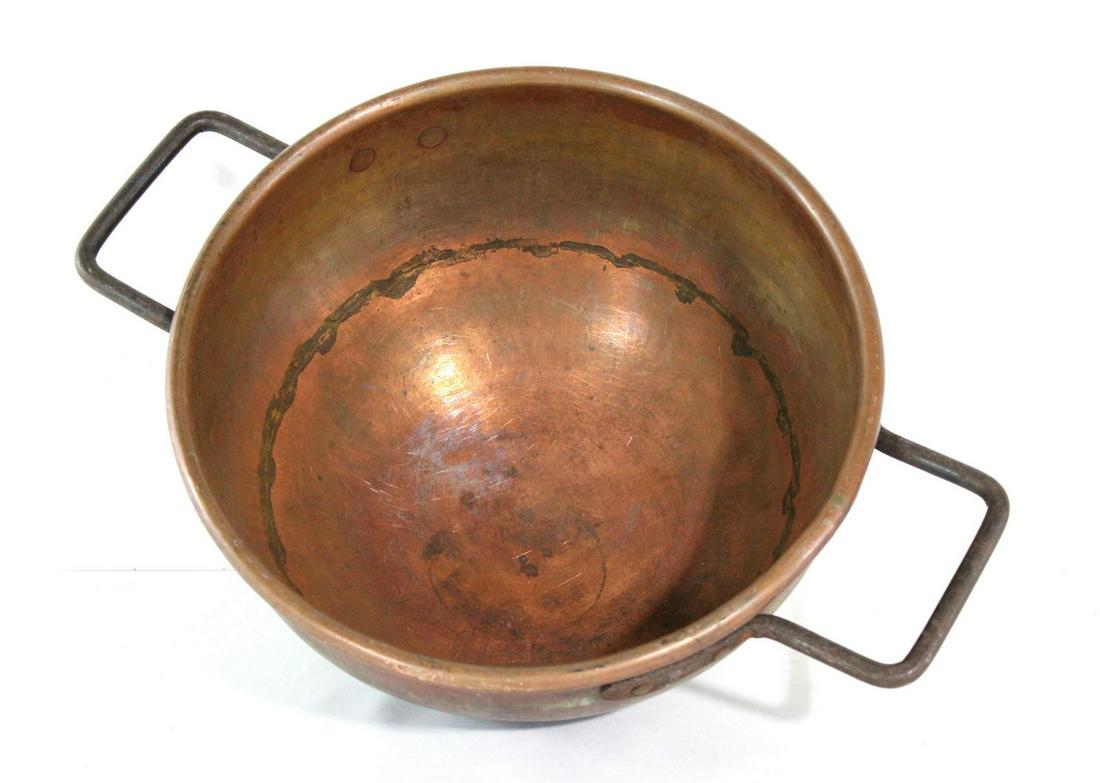 Antique 17" Copper Kettle Couldron Bowl (1 of 3)