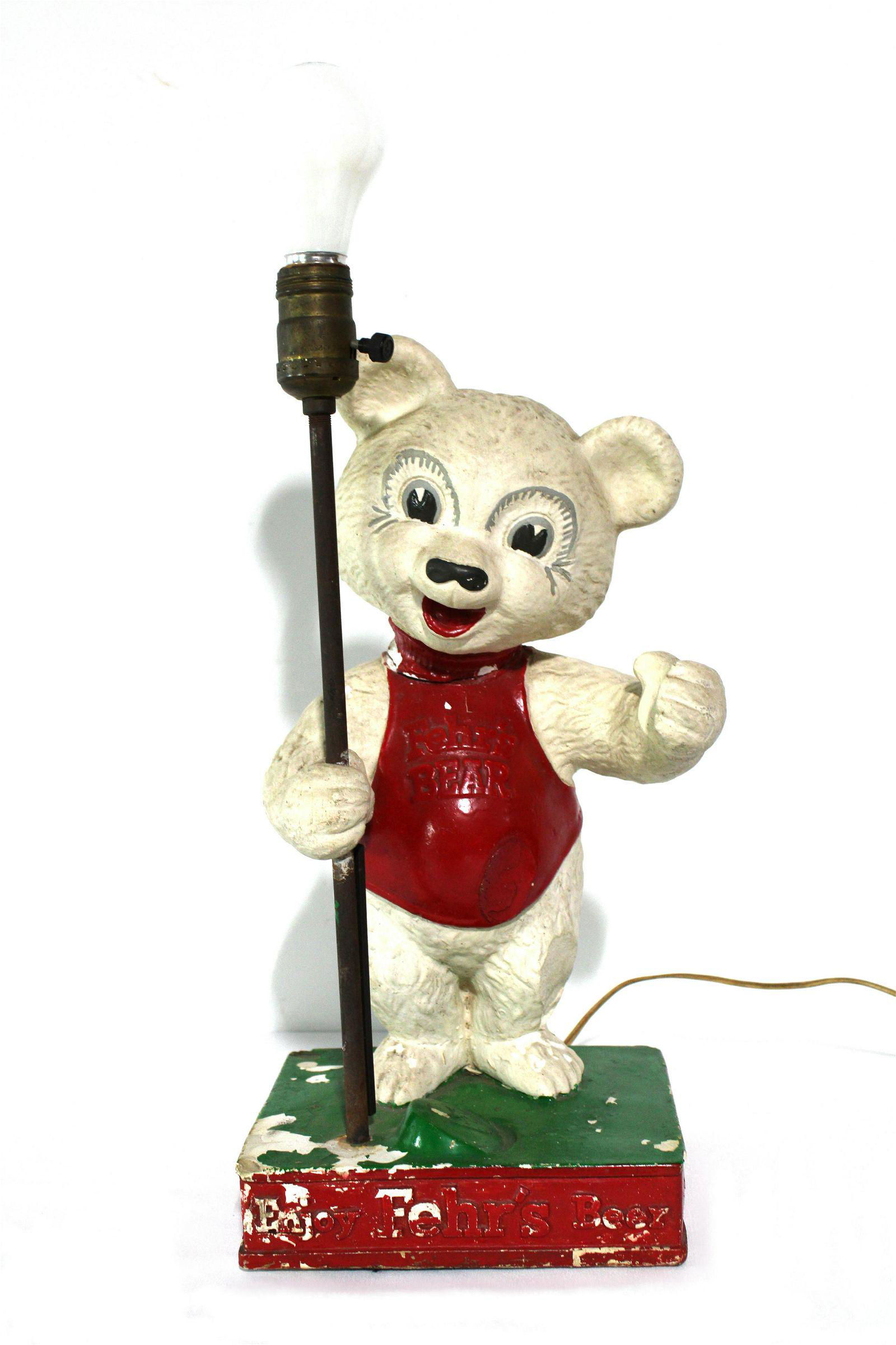 Fehr's Beer Chalkware Bear Lamp (1 of 3)
