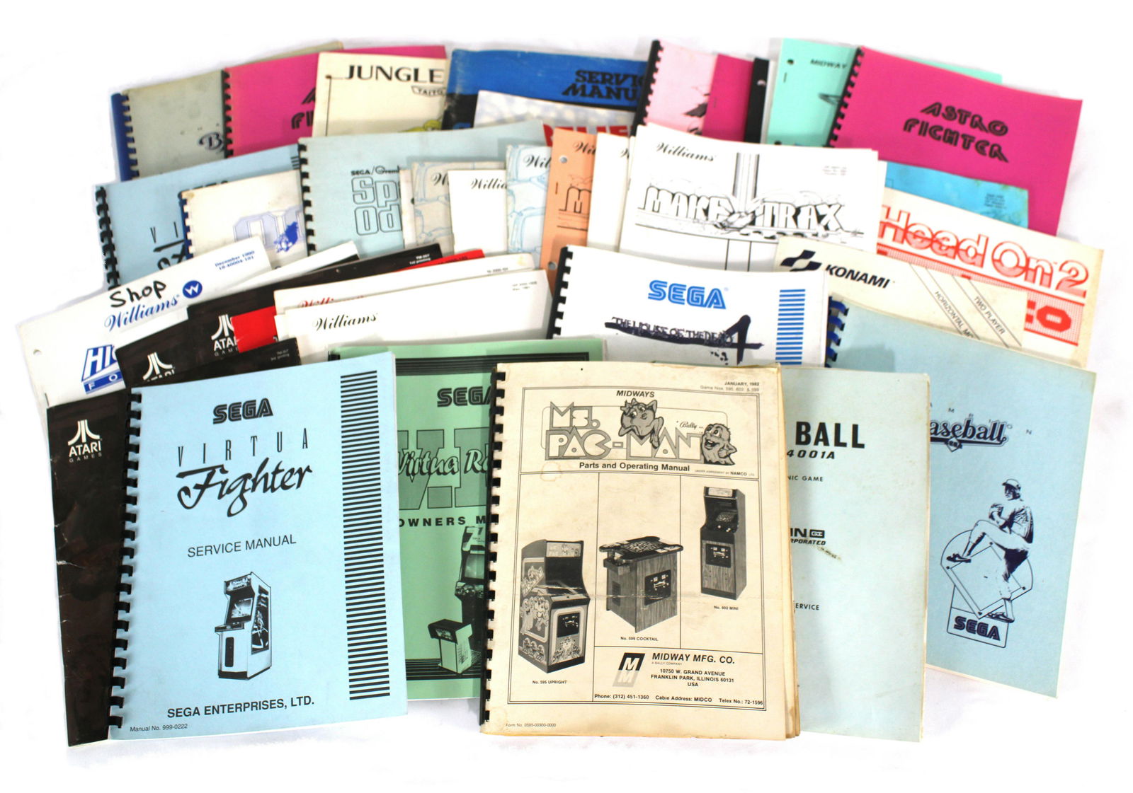 Assorted Arcade Game Manuals incl. Ms. Pac-Man (1 of 2)