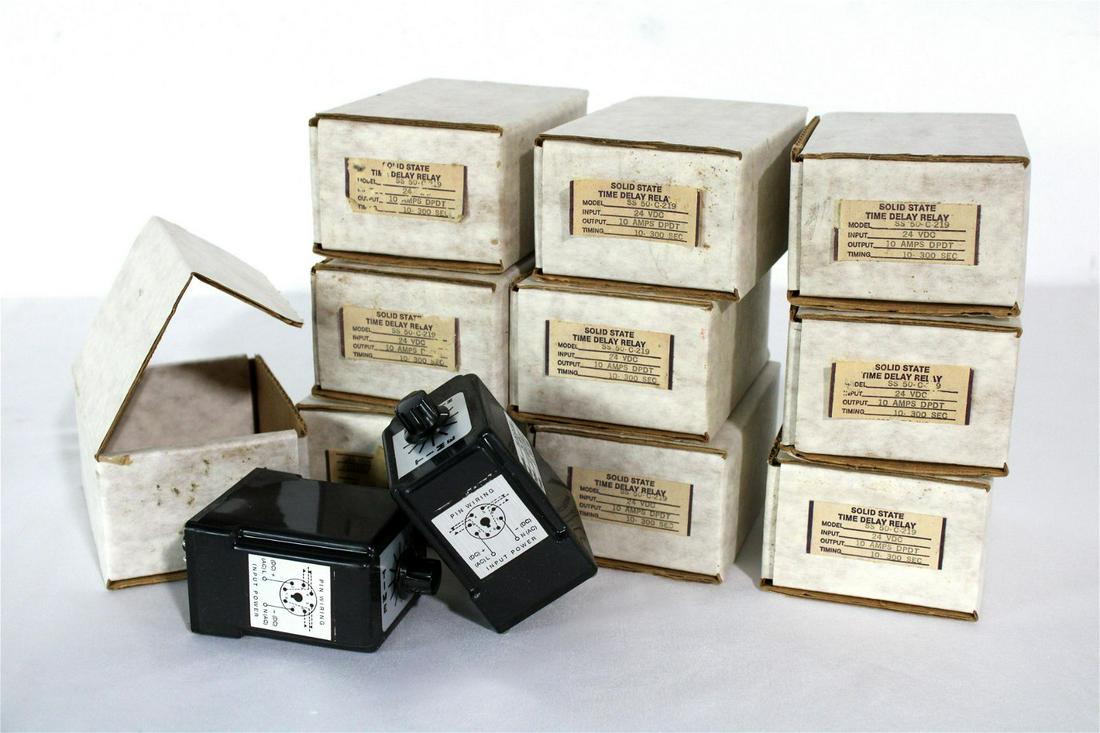 NIB Solid State Time Delay Relays, Total of Ten: New In Box Solid State Time Delay Relays, Total of Ten. In-house shipping available.