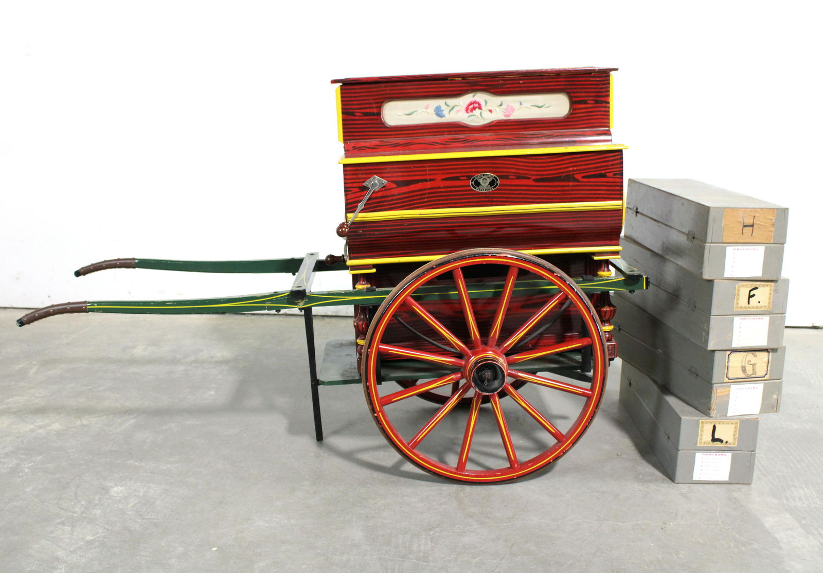 Spanish Barrel Piano and Cart with Music Rolls (1 of 6)