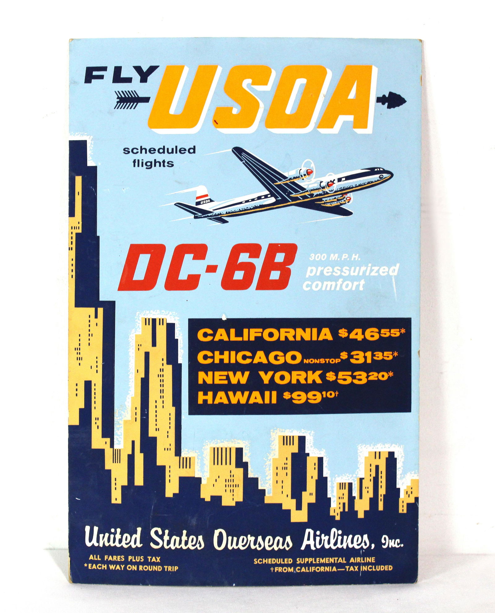 NOS "Fly USOA" Easelback Airline Advertisement (1 of 2)