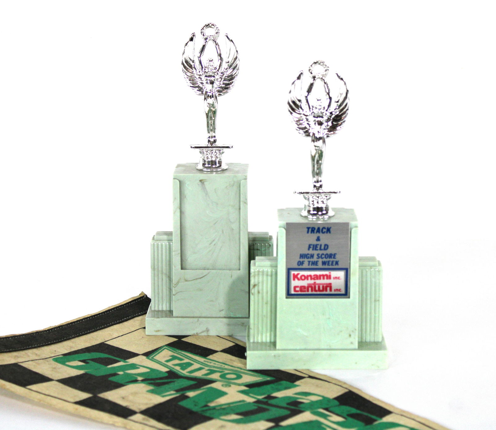 Arcade Promo Items incl. Taito Banner and Track & Field Trophies (1 of 2)