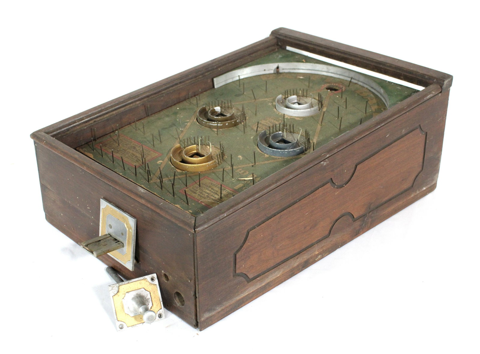 Gottlieb Baffle Ball Early Pinball for Restoration, 1930s: Gottlieb Baffle Ball Early Pinball for Restoration, 1930s. This item requires third party shipping or pickup arrangements to be made. Dimensions: 9 x 16 x 25