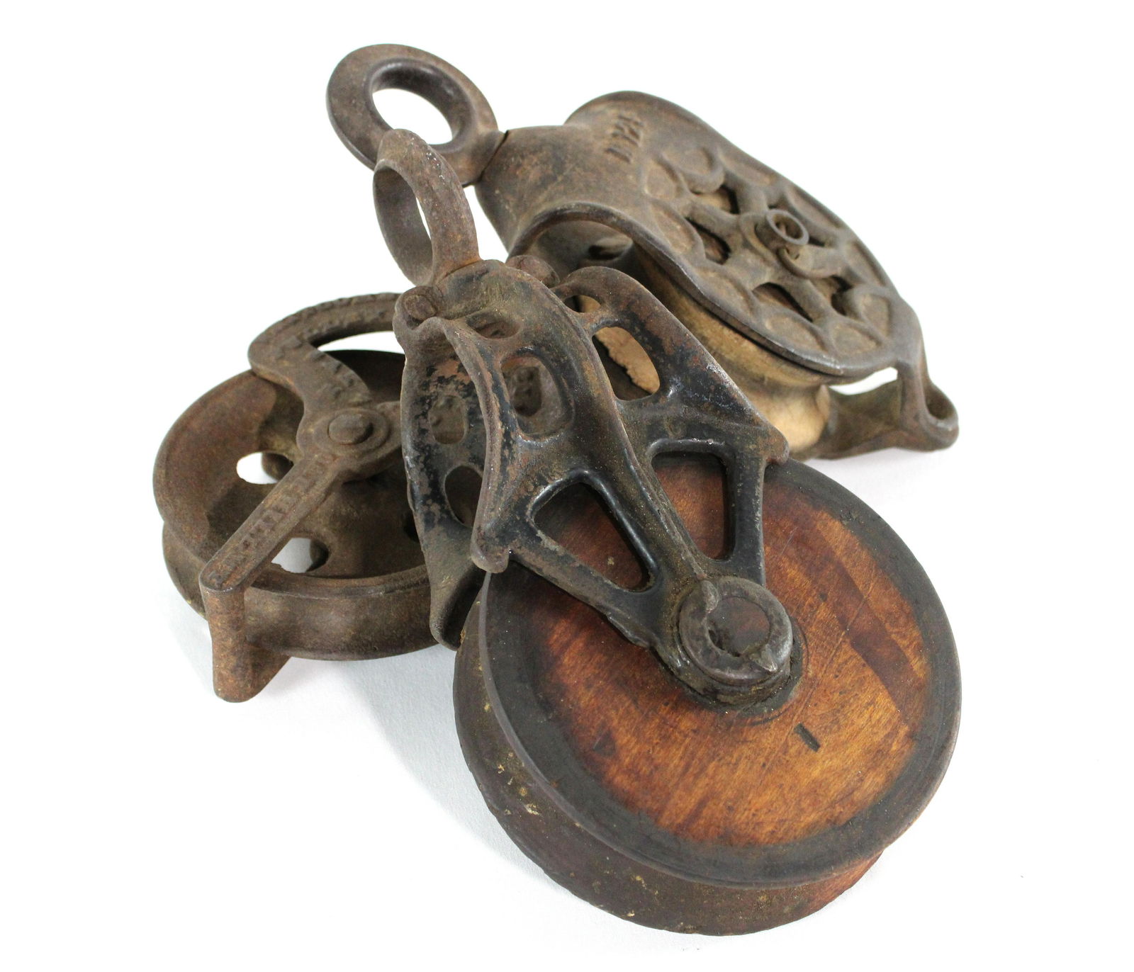 Antique Industrial Wooden and Cast Iron Pulleys (1 of 2)