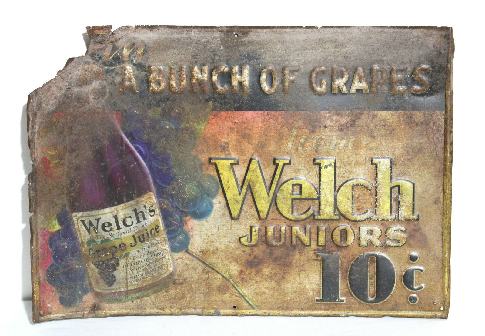 Embossed Welch Grape Juice Advertising Sign, 1930s (1 of 3)