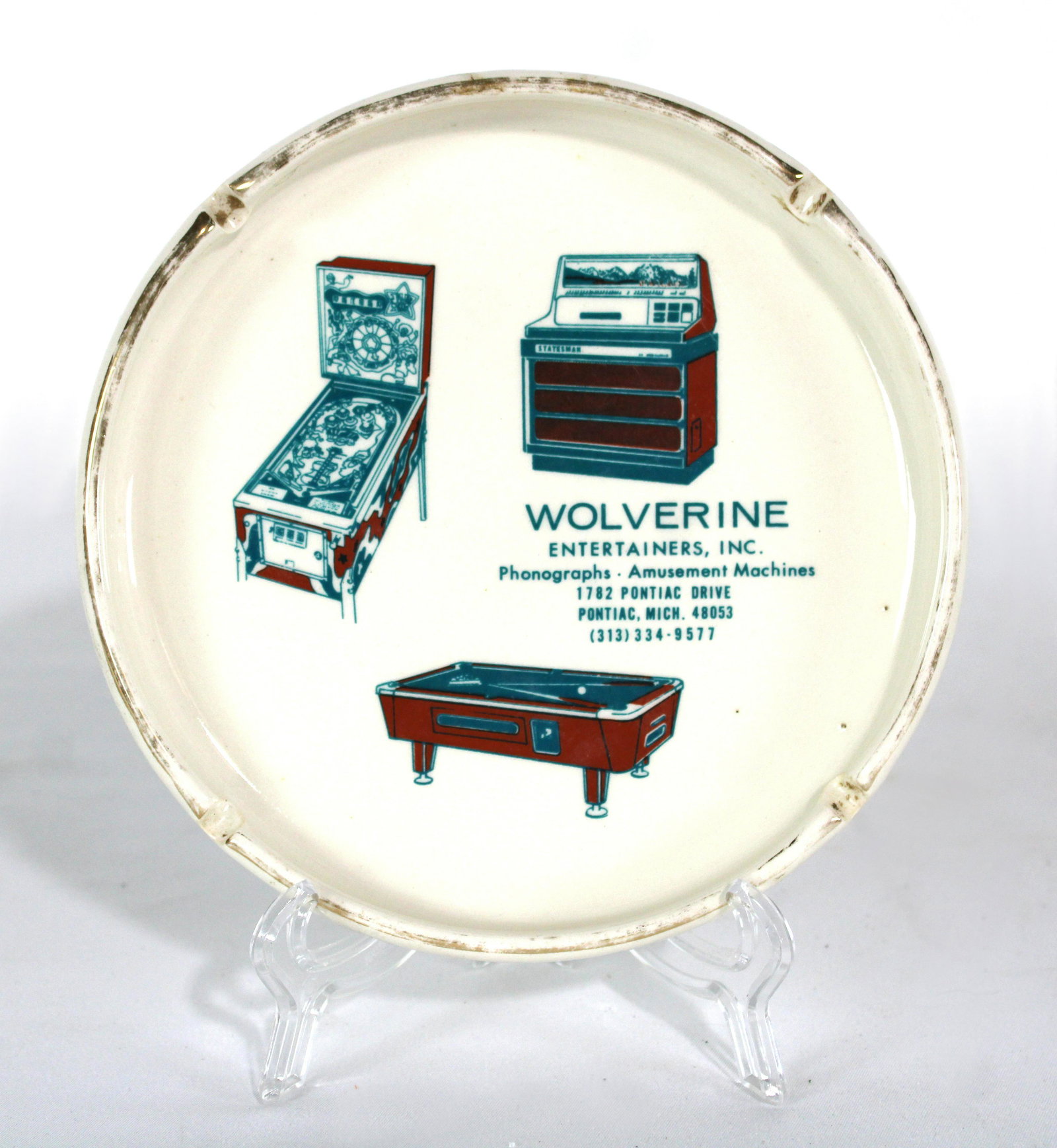 Distributor Ashtray featuring Jukebox and Pinball, Pontiac Michigan (1 of 1)