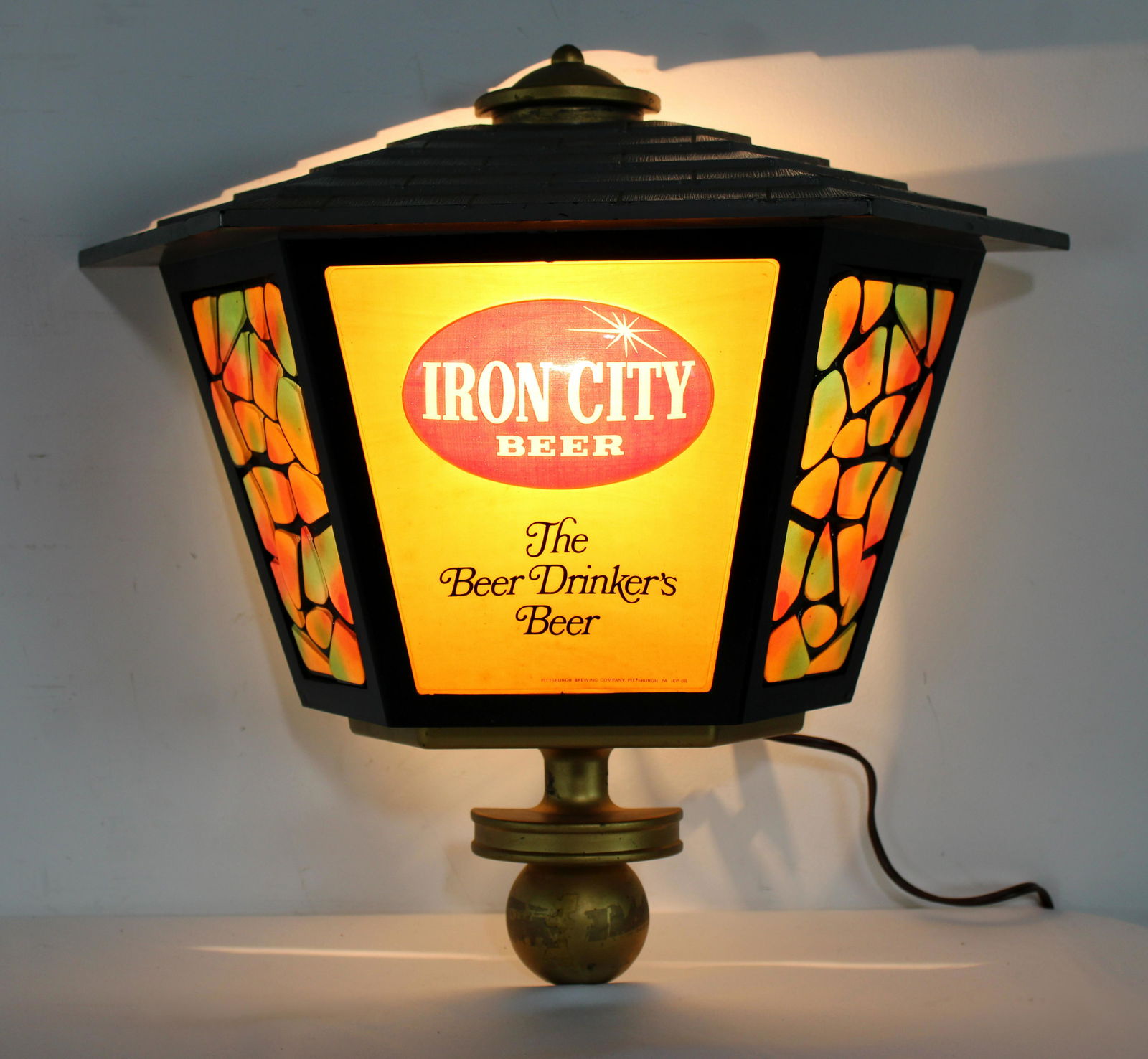 Iron City Beer Light Up Advertisement: Iron City Beer Light Up Advertisement. This item requires third party shipping or pickup arrangements to be made. Dimensions: 16 x 16 x 7