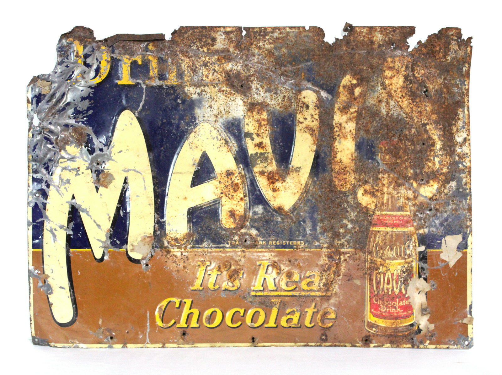Embossed Drink Mavis Tin Advertising Sign (1 of 2)