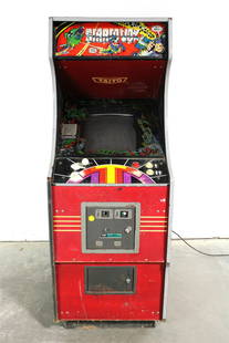 Taito Stratovox Arcade Game: Taito Stratovox Arcade Game. Game appears to play blind, no picture on screen. This item requires third party shipping or pickup arrangements to be made. Dimensions: 68 x 25 x 36