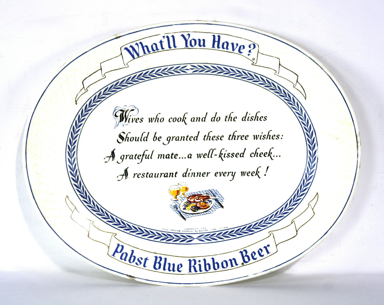 Pabst Blue Ribbon PBR Beer Advertisement, 1950s (1 of 2)