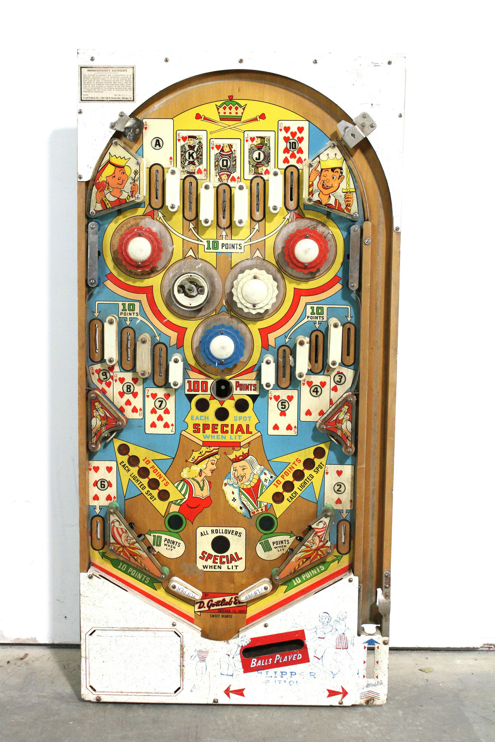 Gottlieb Sweethearts Pinball Playfield (1 of 2)