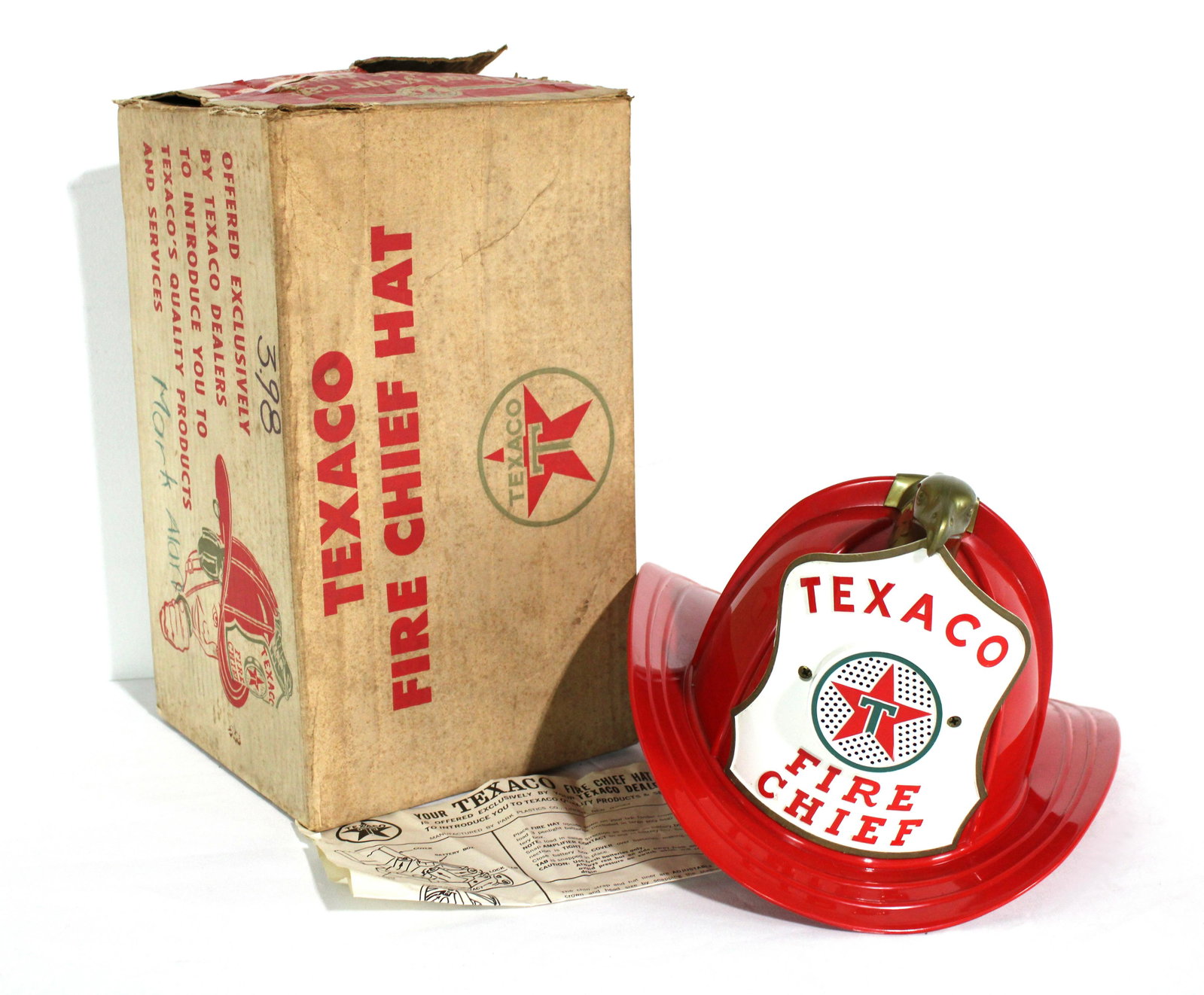 Texaco Toy Hat with Original Box and Instructions: Texaco Toy Hat with Original Box and Instructions. In-house shipping available. Dimensions of Box: 14 x 8 x 8