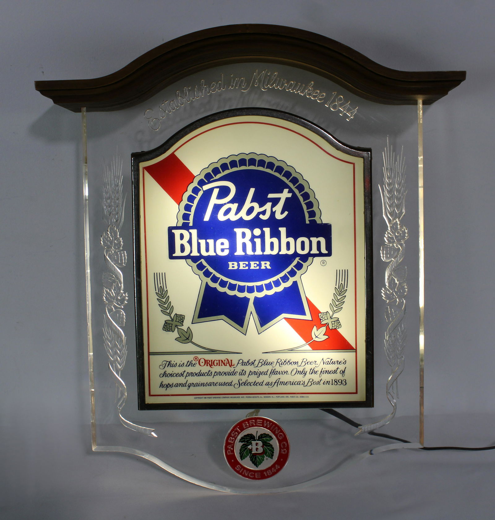 Pabst Blue Ribbon, PBR Light Up Sign, 1981 (1 of 1)
