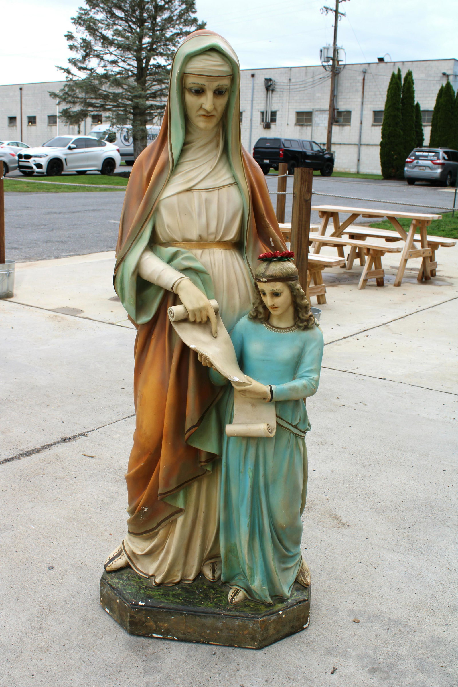6FT Saint Anne and Virgin Mary Plaster Church Statue (1 of 2)