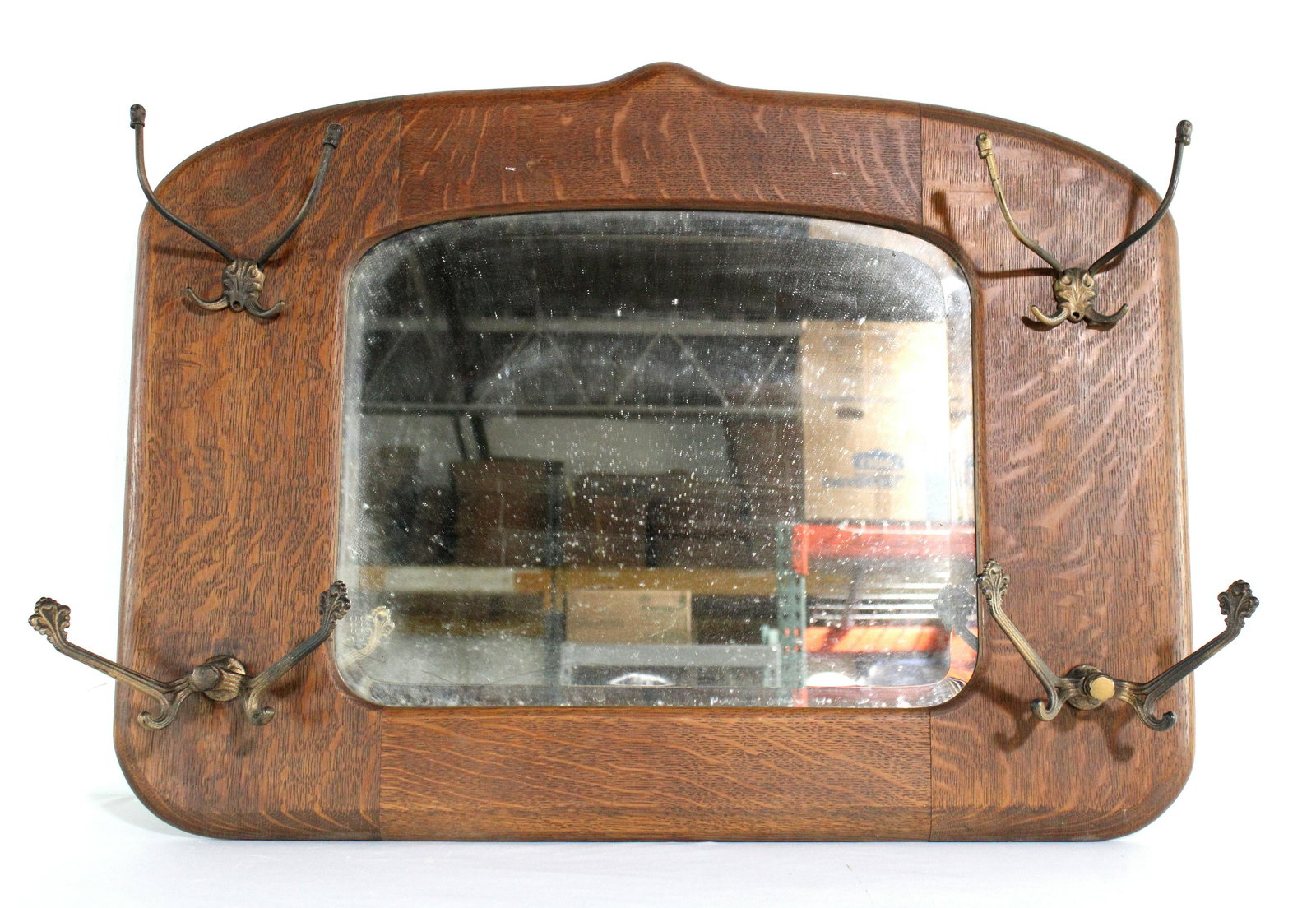 Oak Entry Mirror with Hooks (1 of 2)