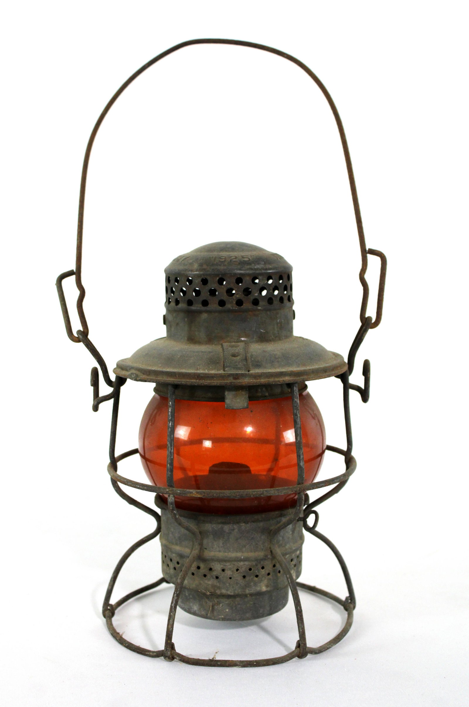 Armspear Amber Glass Railroad Lantern: Armspear Amber Glass Railroad Lantern. This item requires third party shipping or pickup arrangements to be made. Dimensions: 10 x 9 x 8