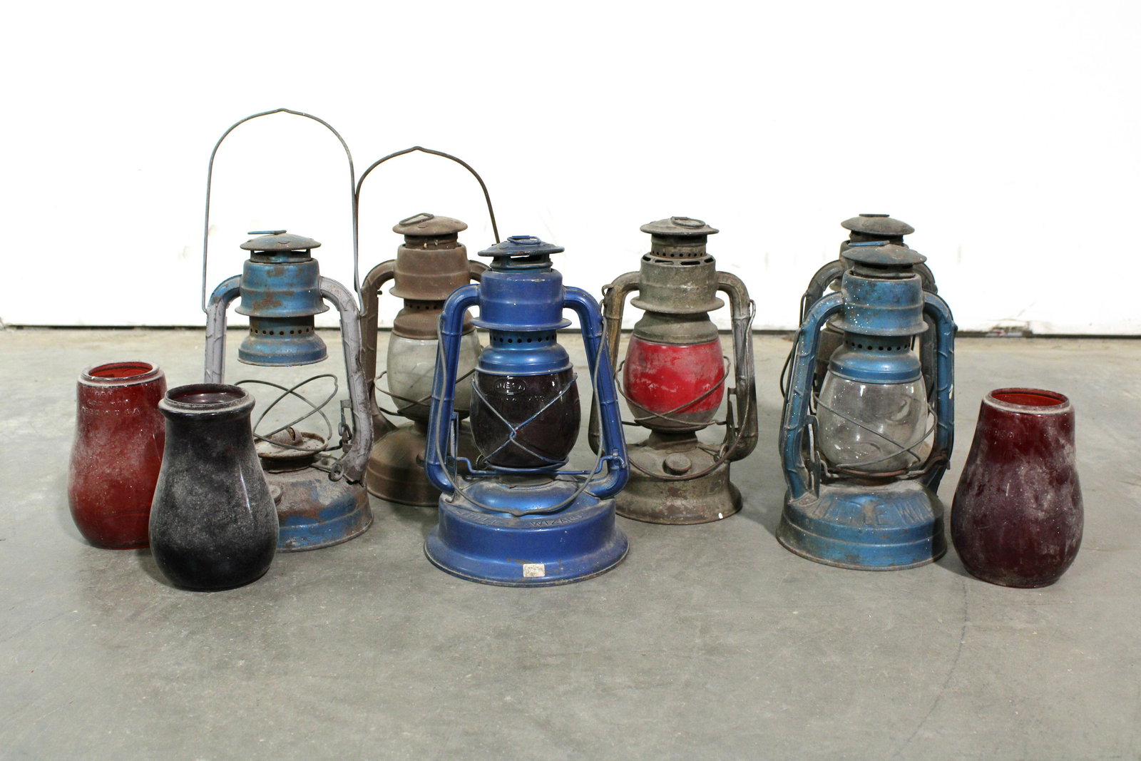 Antique Lanterns with Box of Additional Box of Glass (1 of 2)