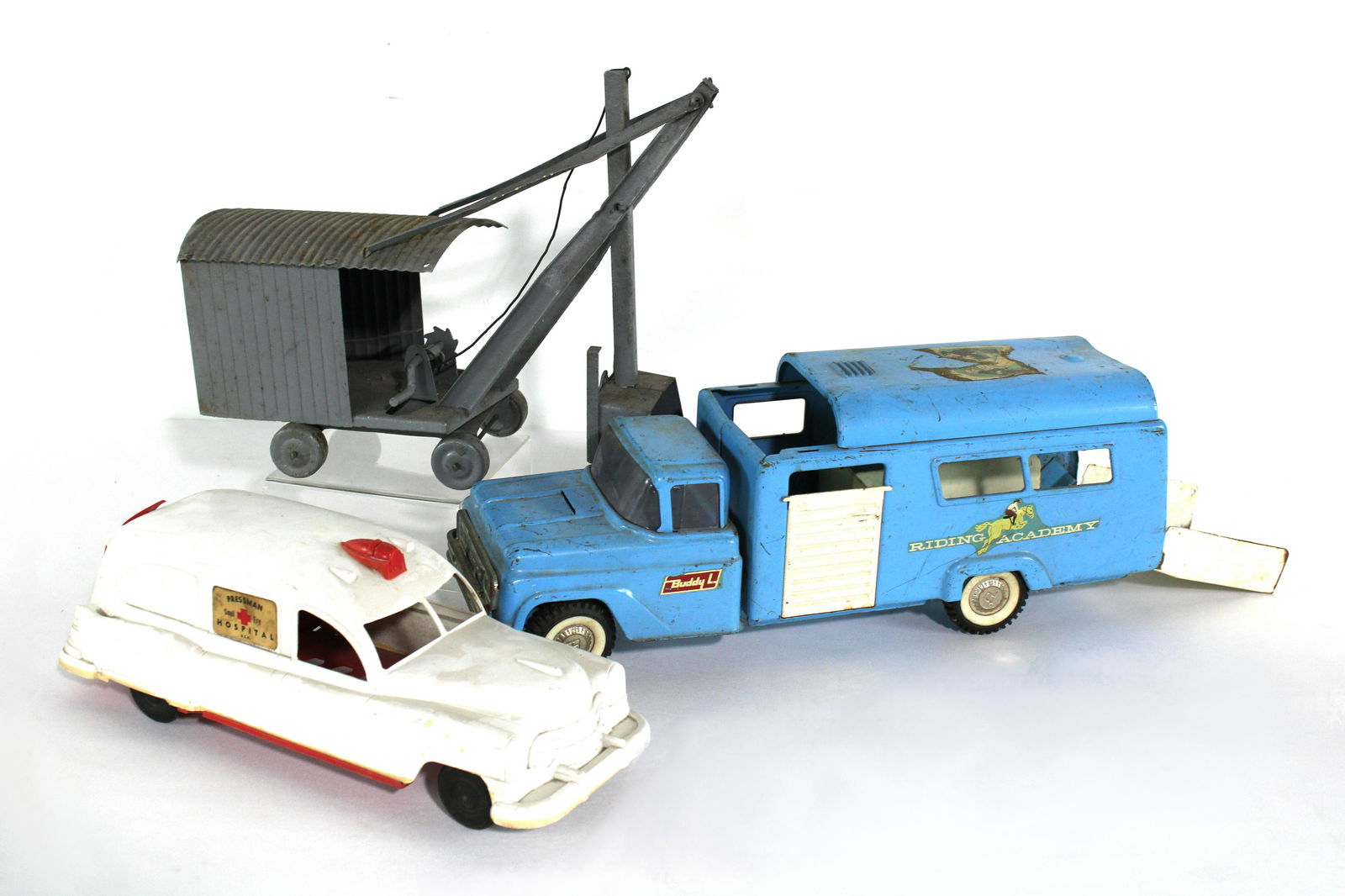 Vintage Toys Incl. Buddy L and Pressman: Vintage Toys Incl. Buddy L and Pressman. In-house shipping available. Dimensions of Buddy L Riding Academy Truck: 7 x 6 x 18