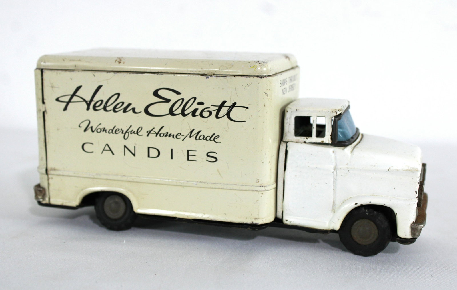 Helen Elliott Candies Friction Toy Truck, 1950s: Helen Elliott Candies Friction Toy Truck, 1950s. In-house shipping available. Dimensions: 4 x 3 x 9