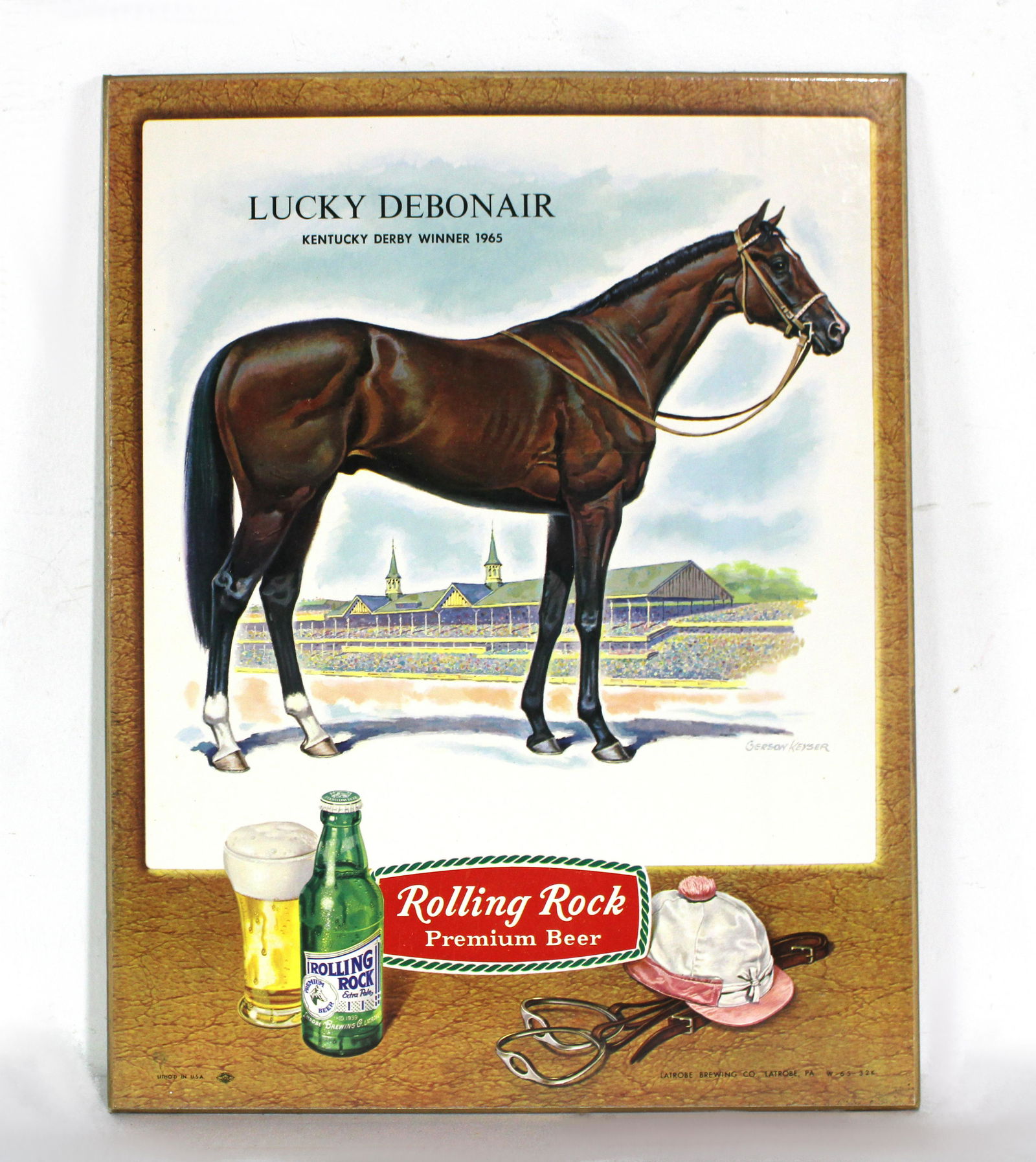 Rolling Rock "Lucky Deboniar" NOS Easel Back Sign (1 of 2)