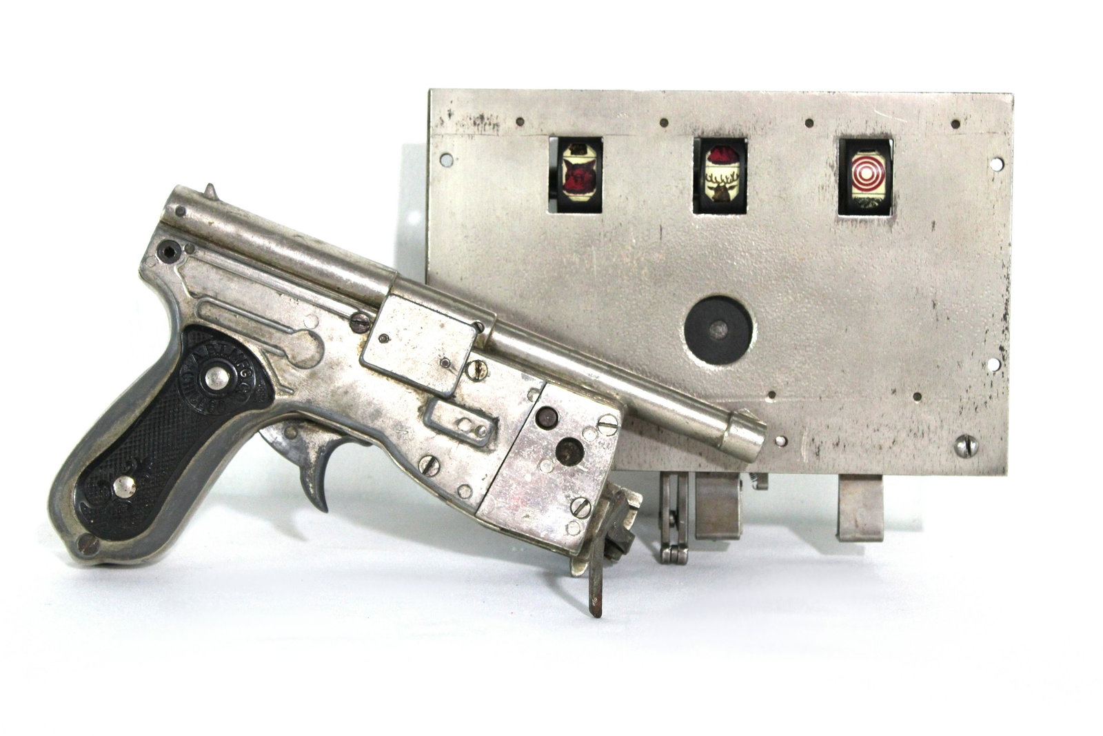 ABT Big Game Hunter Shooting Gallery Mechanism and ABT Gun: ABT Big Game Hunter Shooting Gallery Mechanism and ABT Gun. In-house shipping available. Dimensions of one: 7 x 8 x 2
