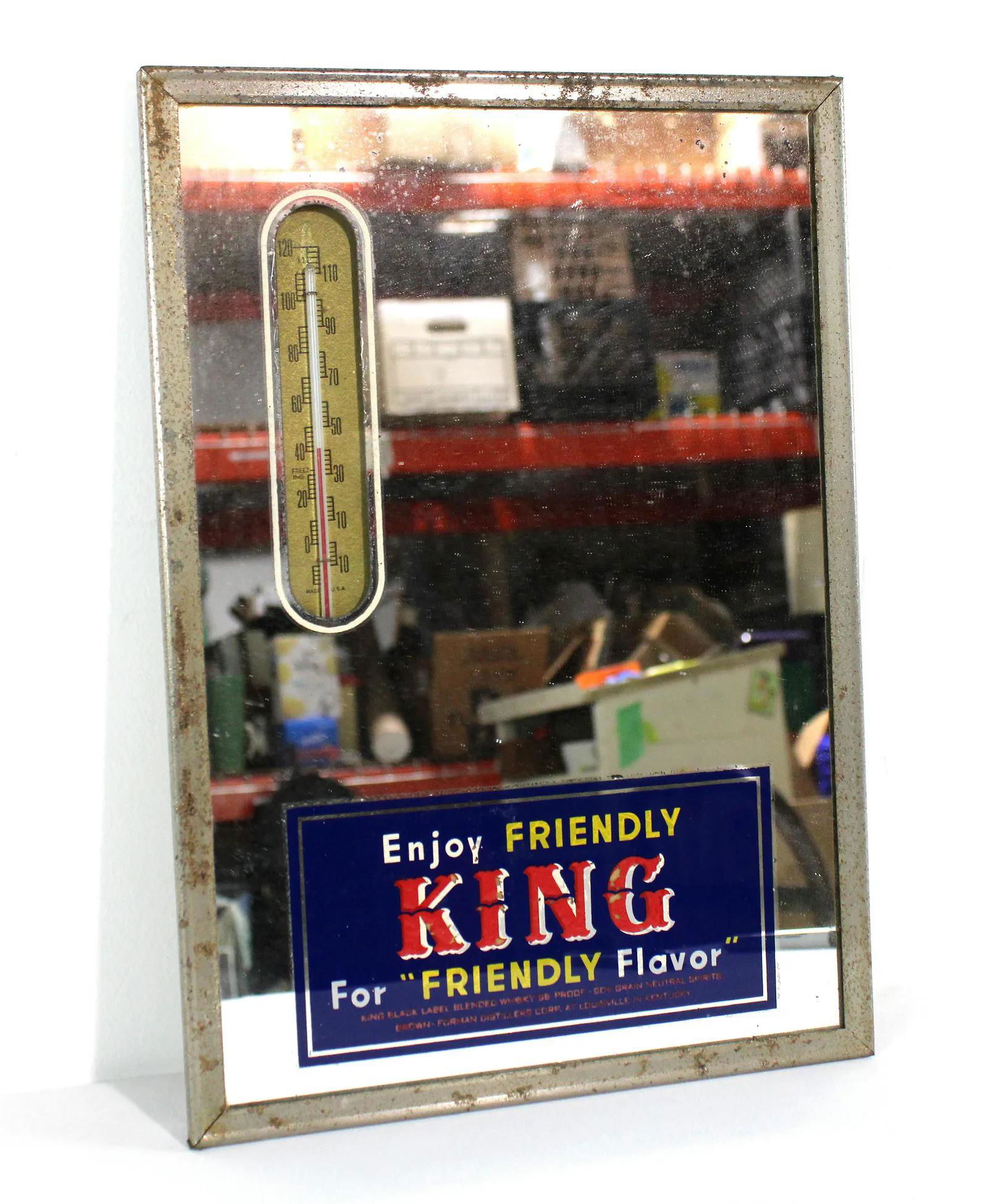 King Whisky Advertising Mirror, 1940s (1 of 2)
