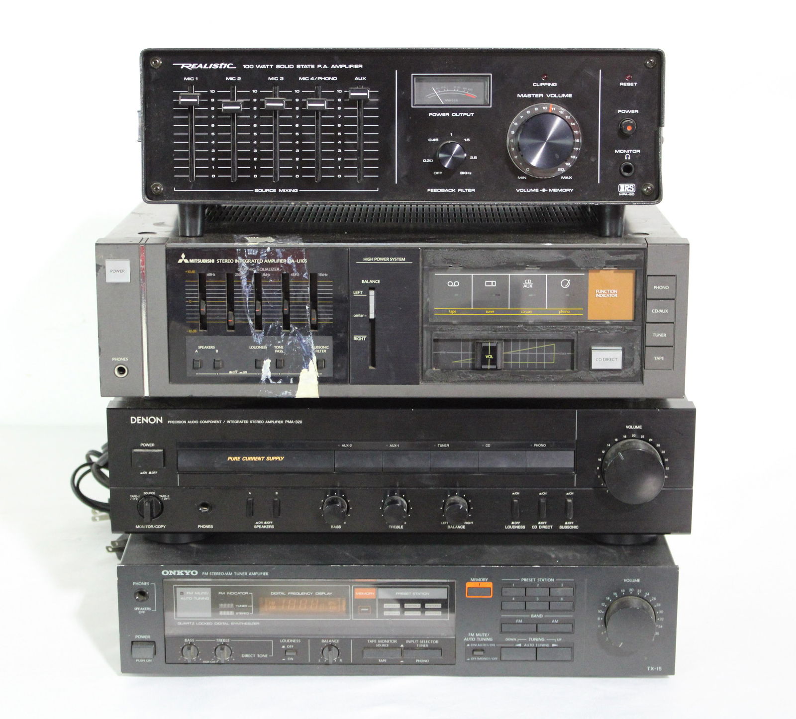 Stereo Amplifiers including Realistic, Onkyo and Denon (1 of 2)