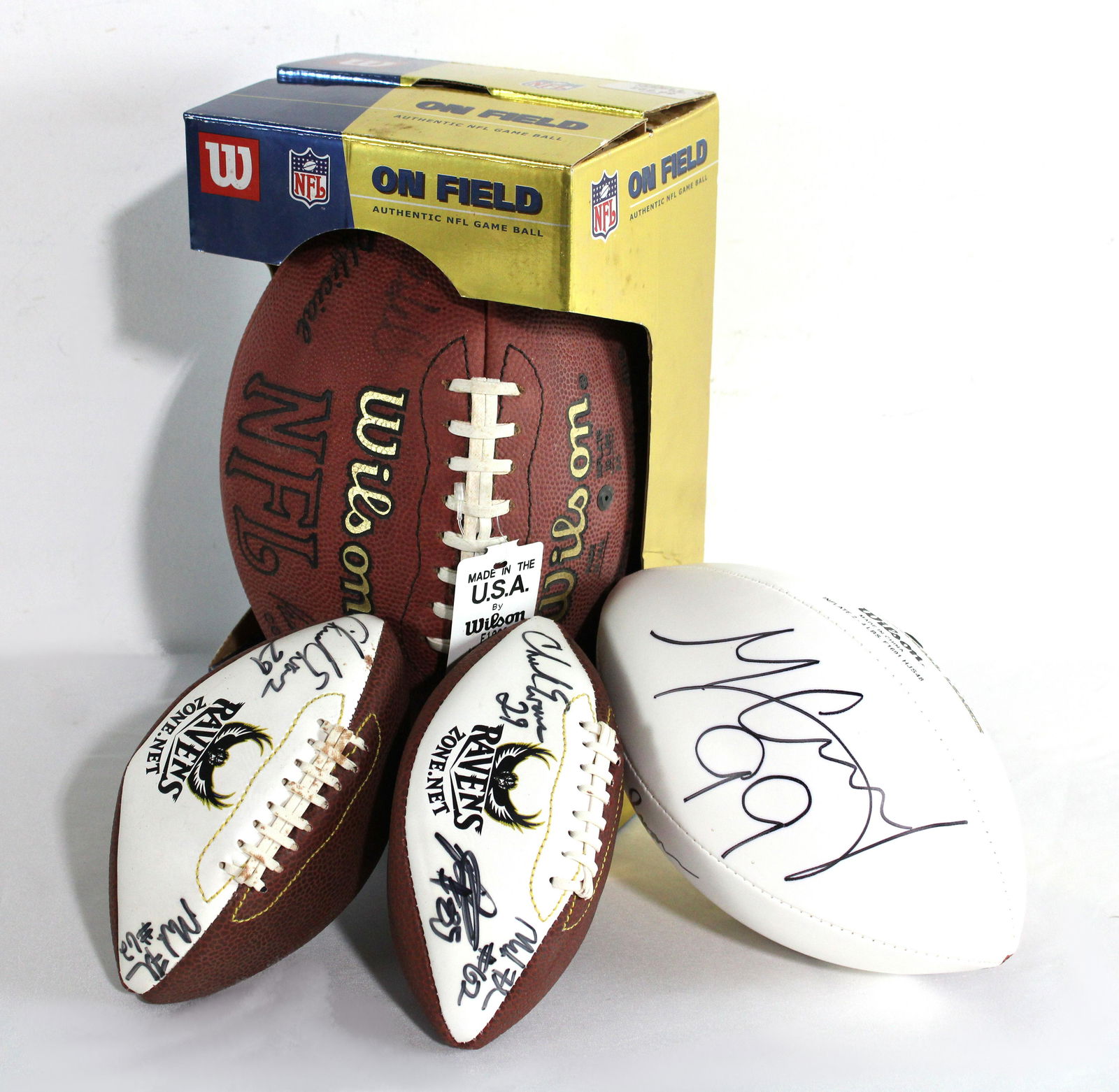 Autographed Footballs incl Charles Evans and Rex Ryan Baltimore Ravens (1 of 3)