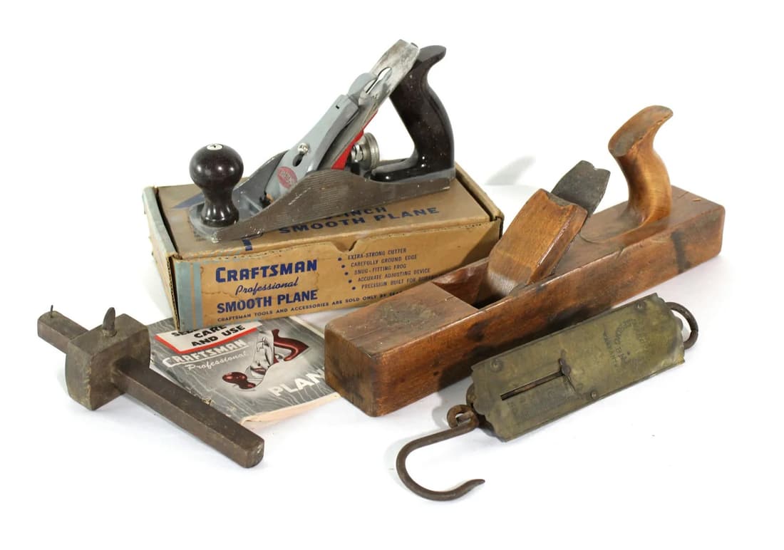 Wood Plane, Metal Plane, Wood Scribe and Brass Scale (1 of 1)